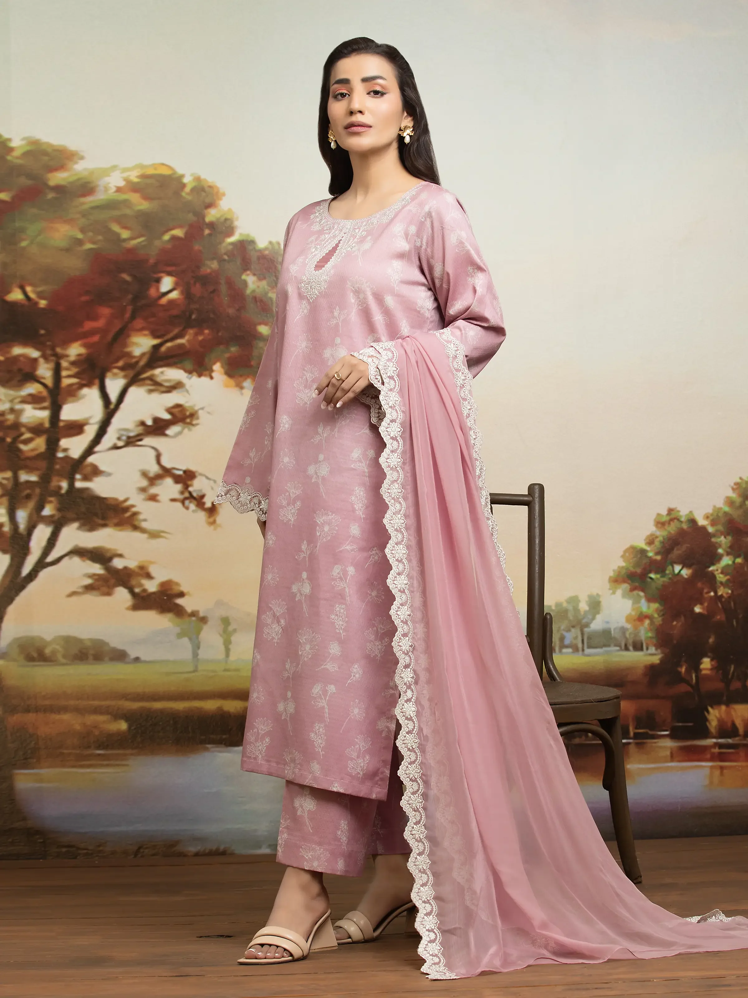Unstitched Embroidered Dobby Suit - EWU24V7-30169-3P - Image 2