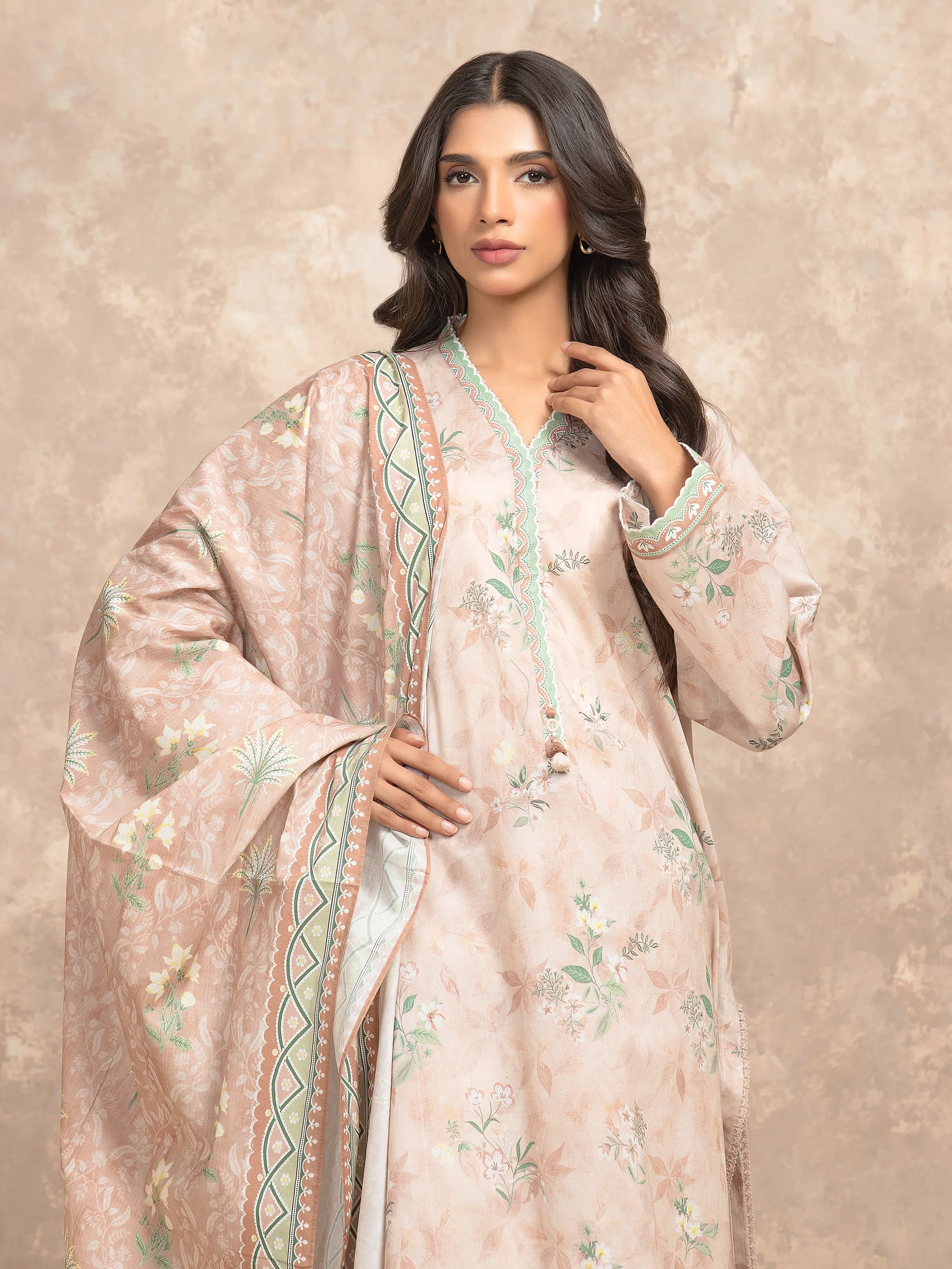 Unstitched Printed Lawn Suit - EWU6A1-36516-3P - Image 2