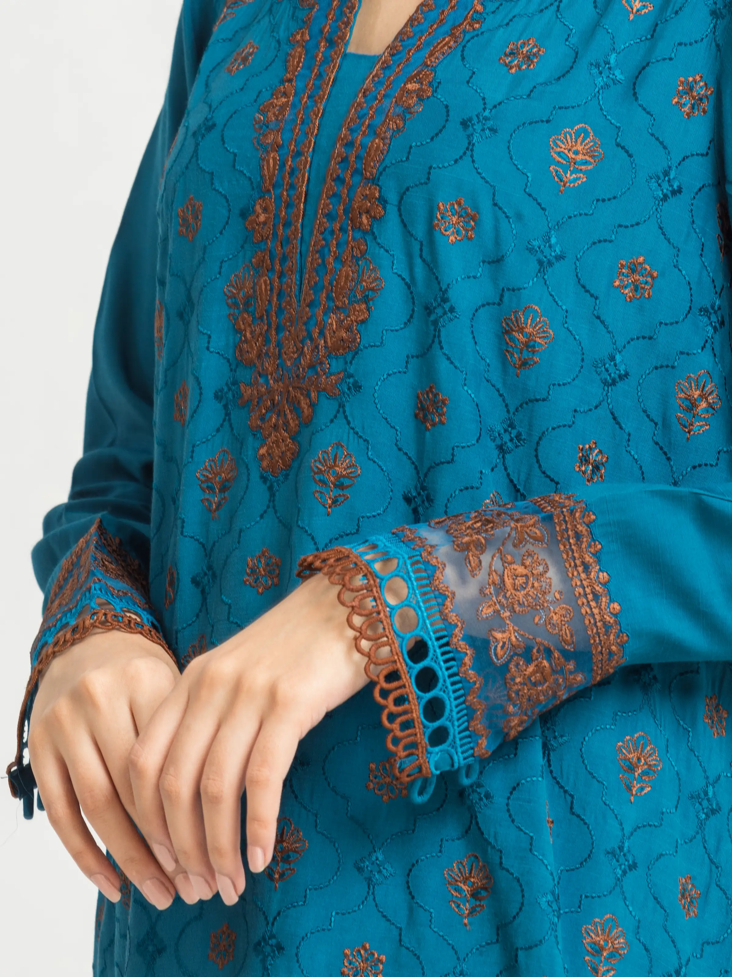 Unstitched Embroidered Raw Silk Suit - EWU24V16-30128-3P - Image 3
