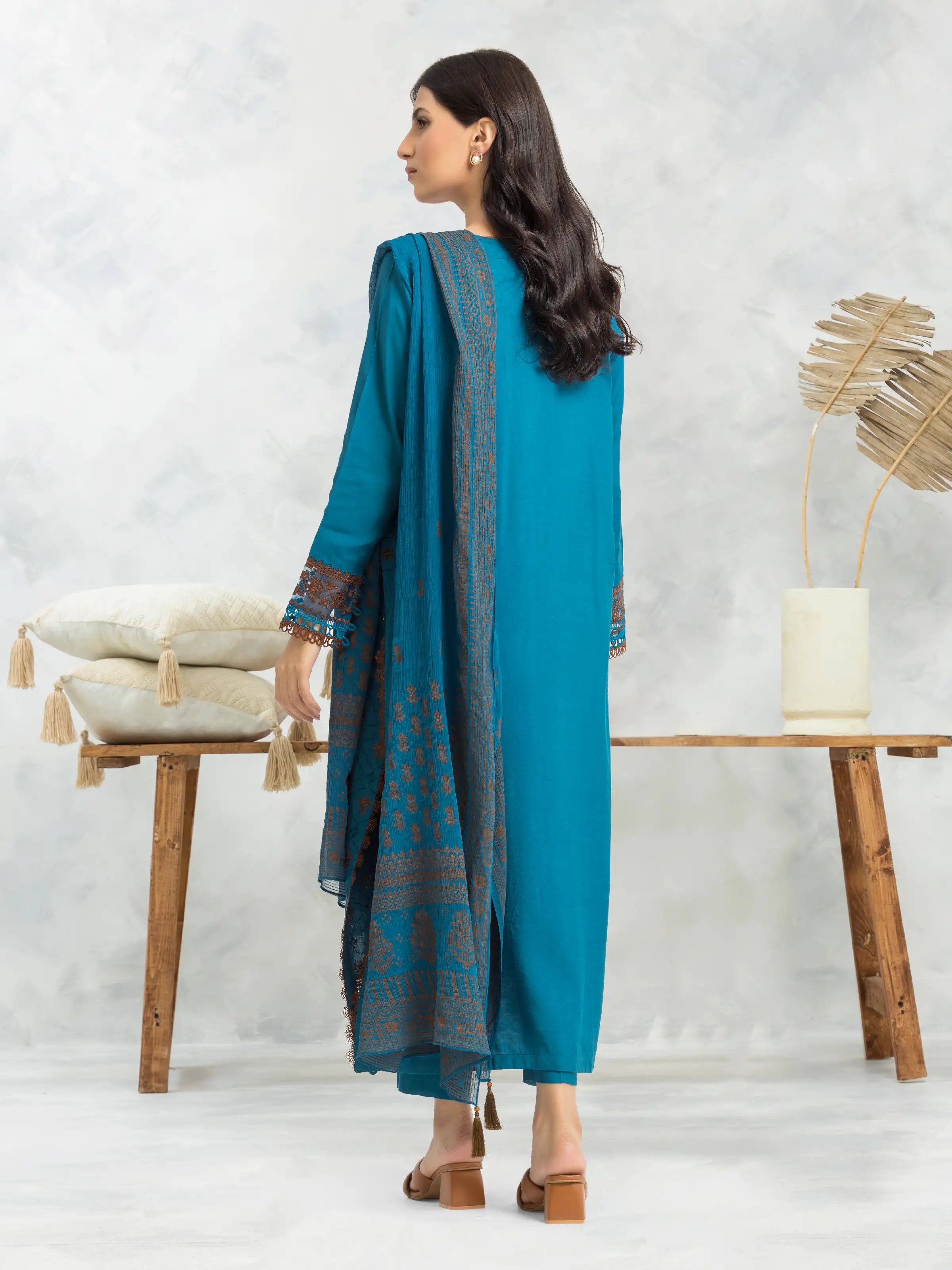 Unstitched Embroidered Raw Silk Suit - EWU24V16-30128-3P - Image 4