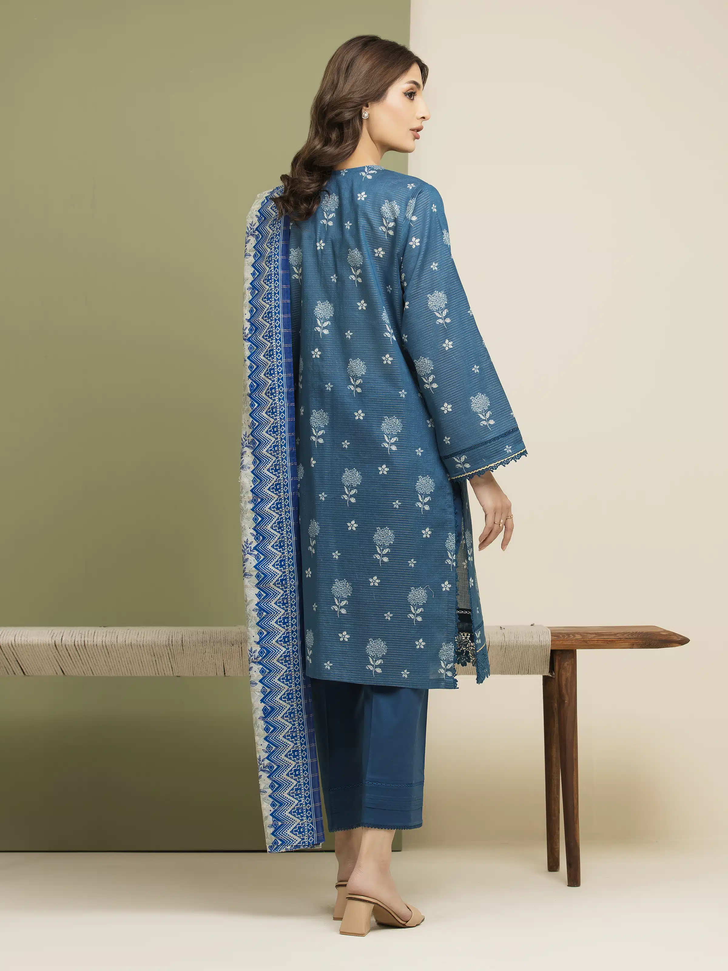 Unstitched Printed Zari Lawn Suit - EWU5M6-005-3P - Image 2