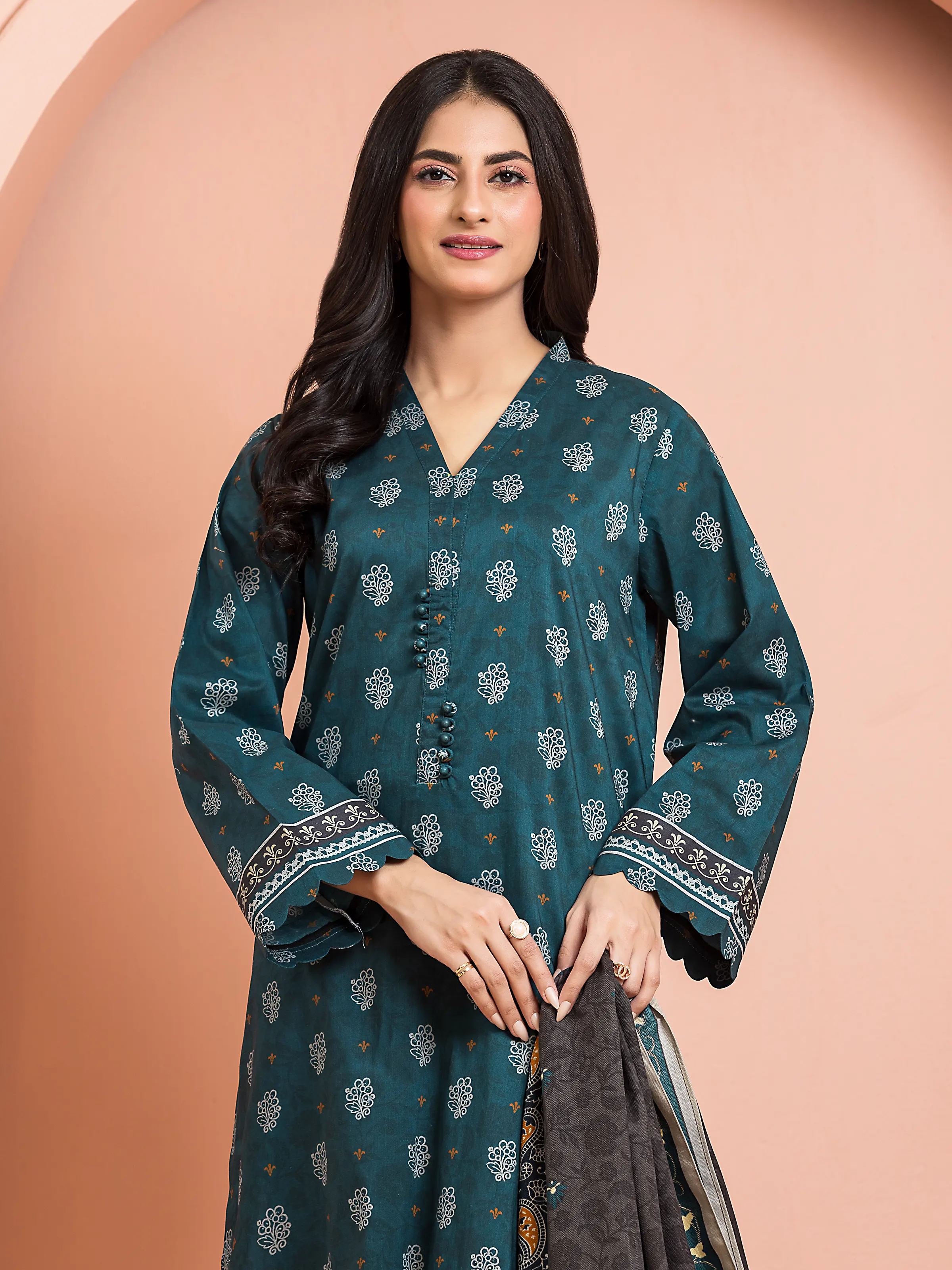 Unstitched Printed Khaddar Suit - EWU24M3-119 - Image 3