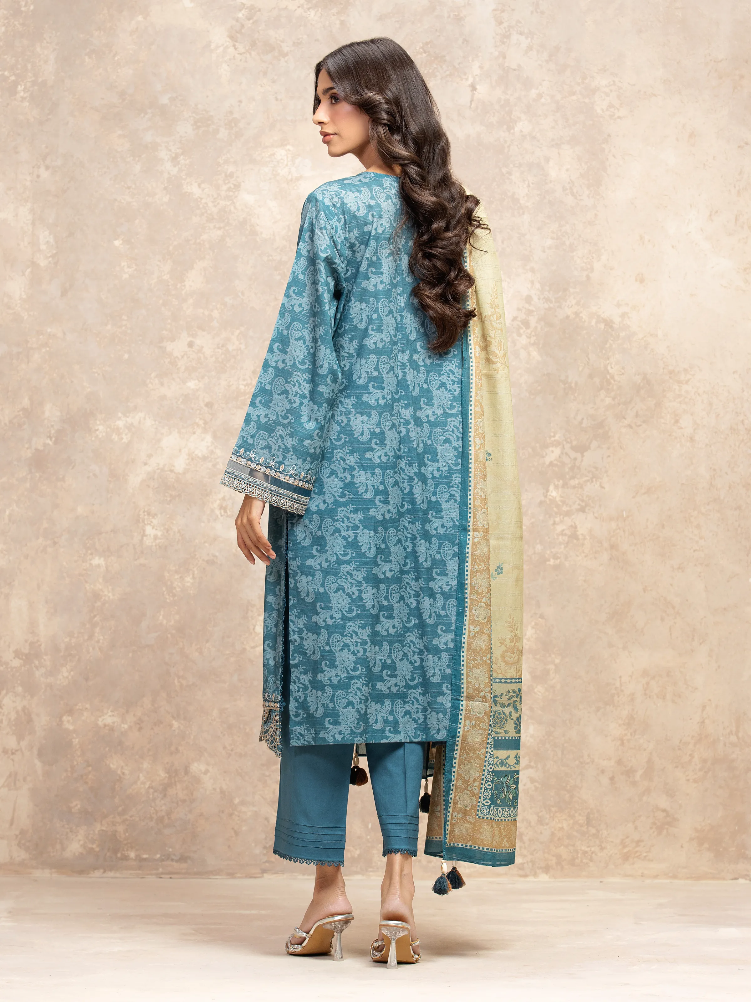 Unstitched Embroidered Zari Lawn Suit - EWU5V1-31879-3P - Image 6