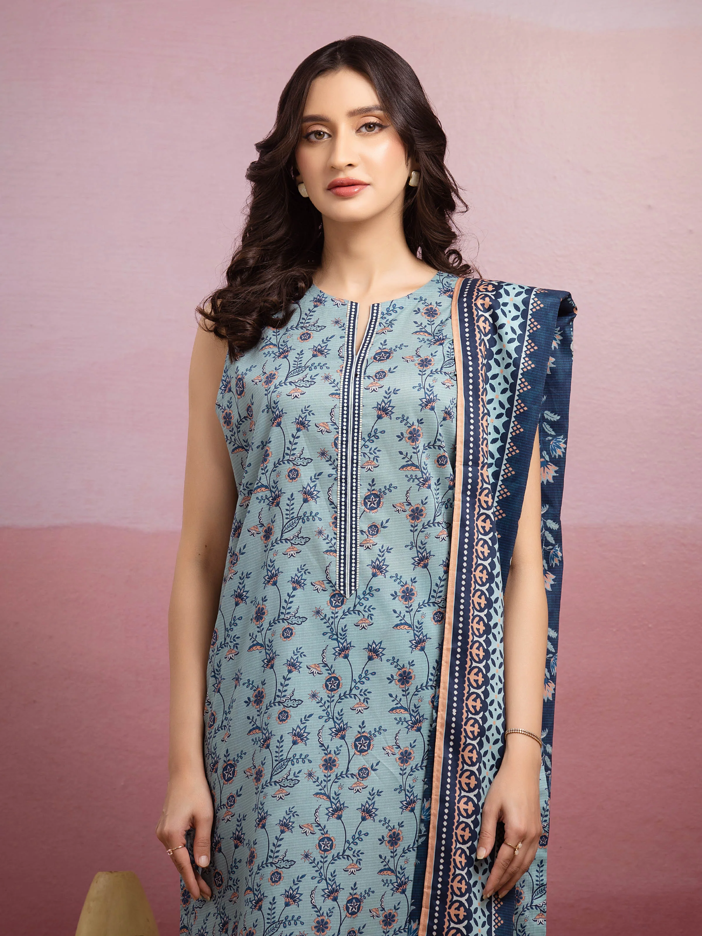 Unstitched Printed Lawn Suit - EWU5A1-35162-3P