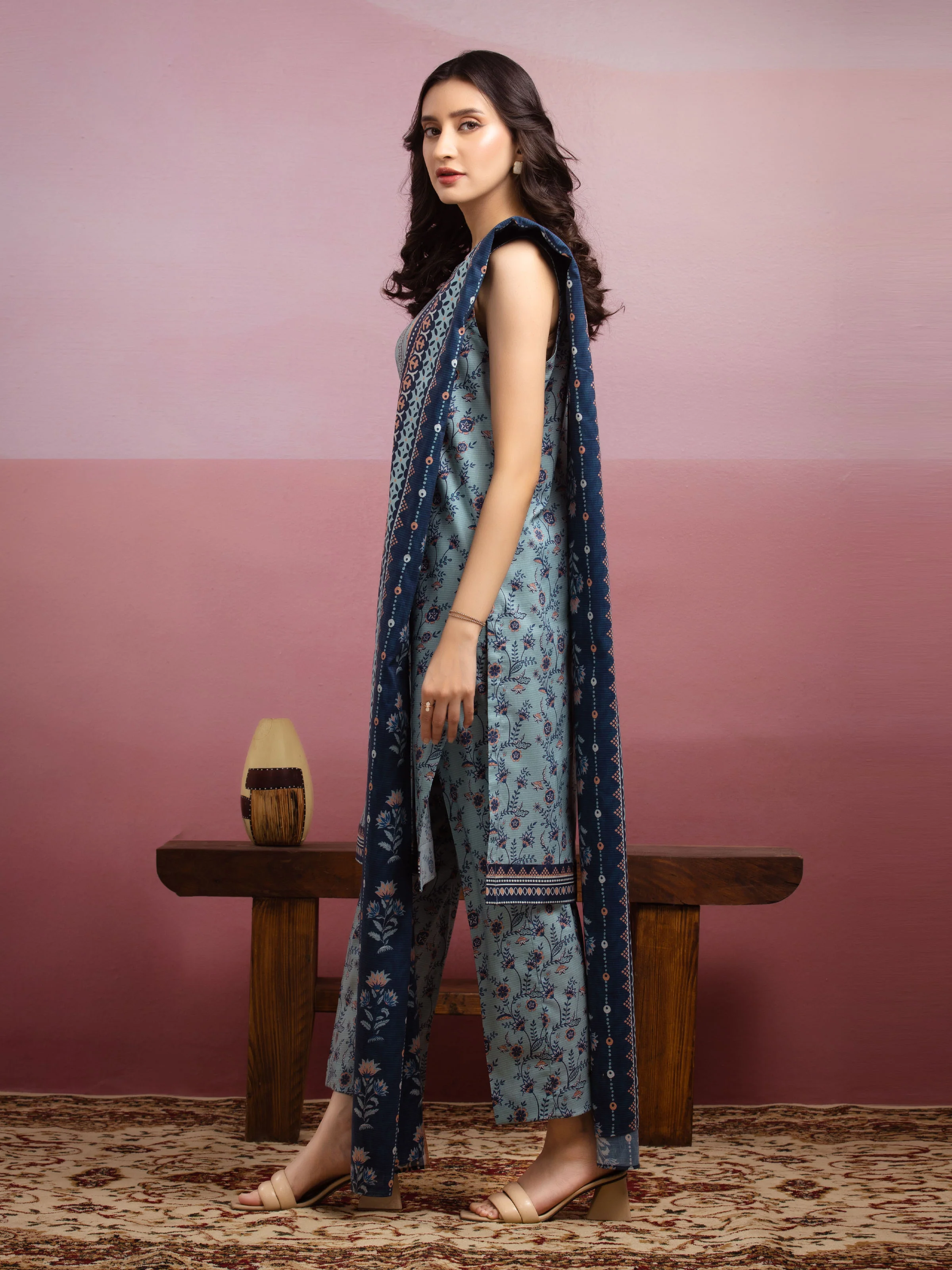 Unstitched Printed Lawn Suit - EWU5A1-35162-3P - Image 2