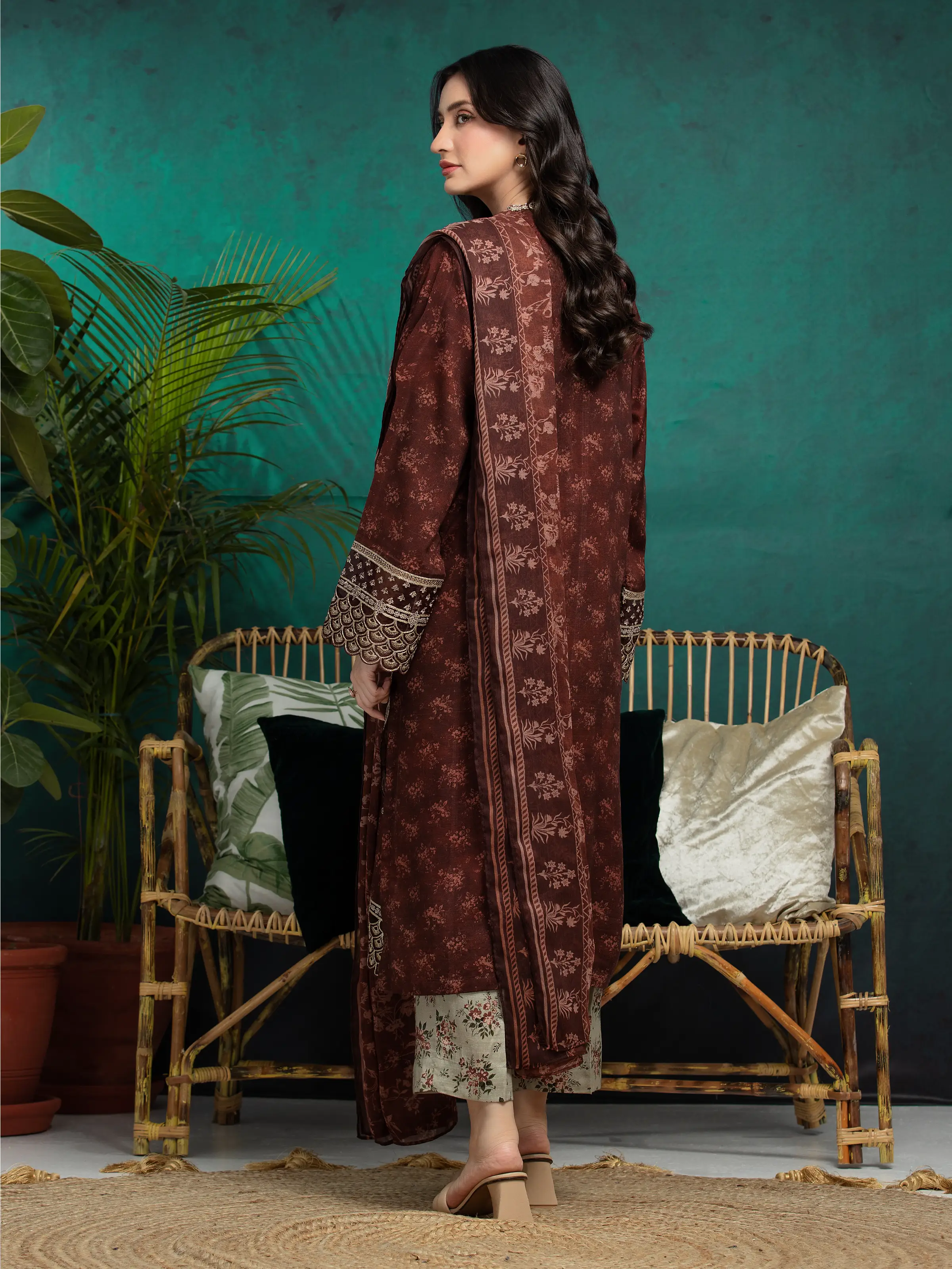 Unstitched Embroidered Raw Silk Suit - EWU24V16-30373-3P - Image 2