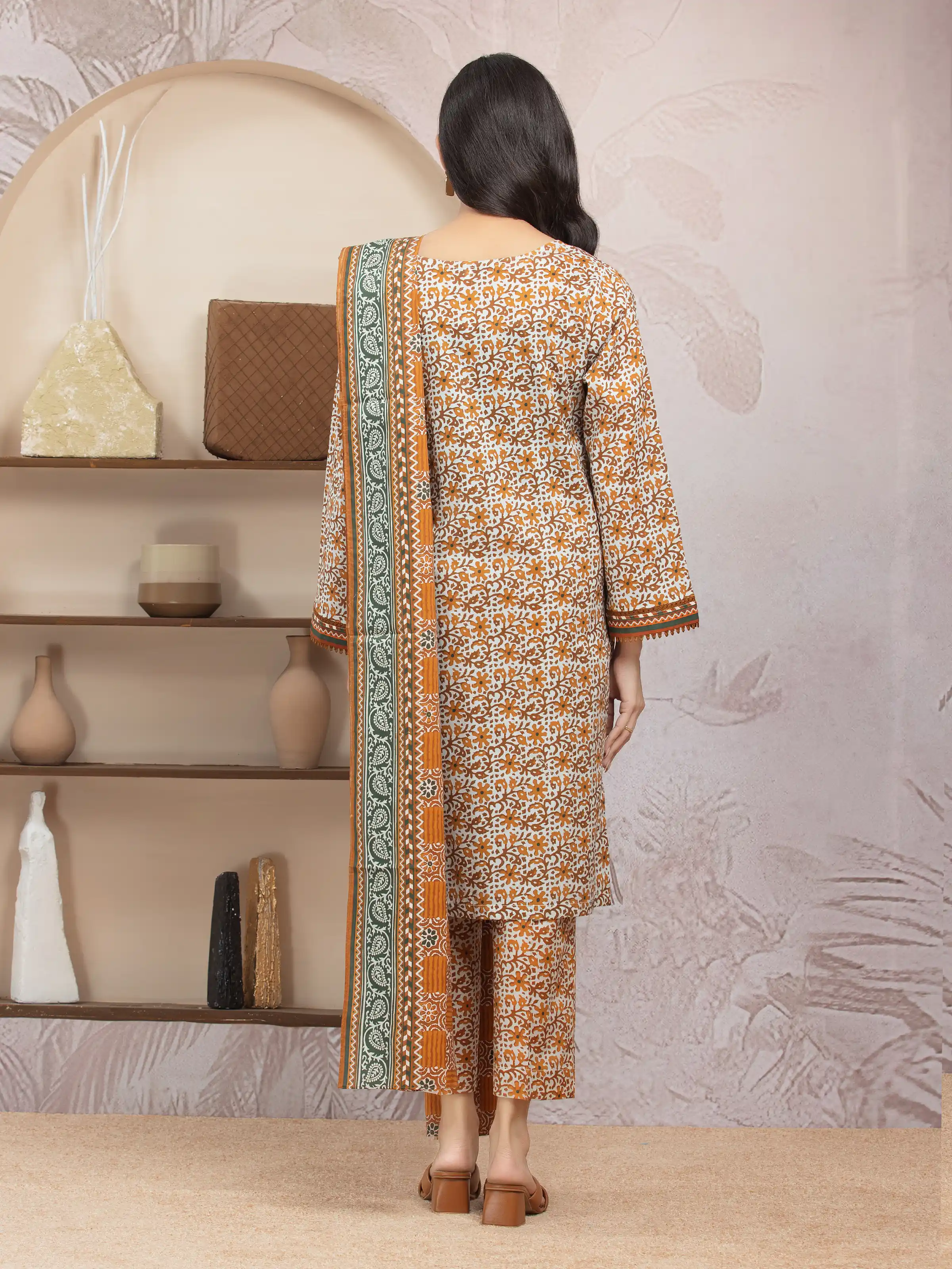 Unstitched Printed Lawn Suit - EWU5A1-35027-3P - Image 2