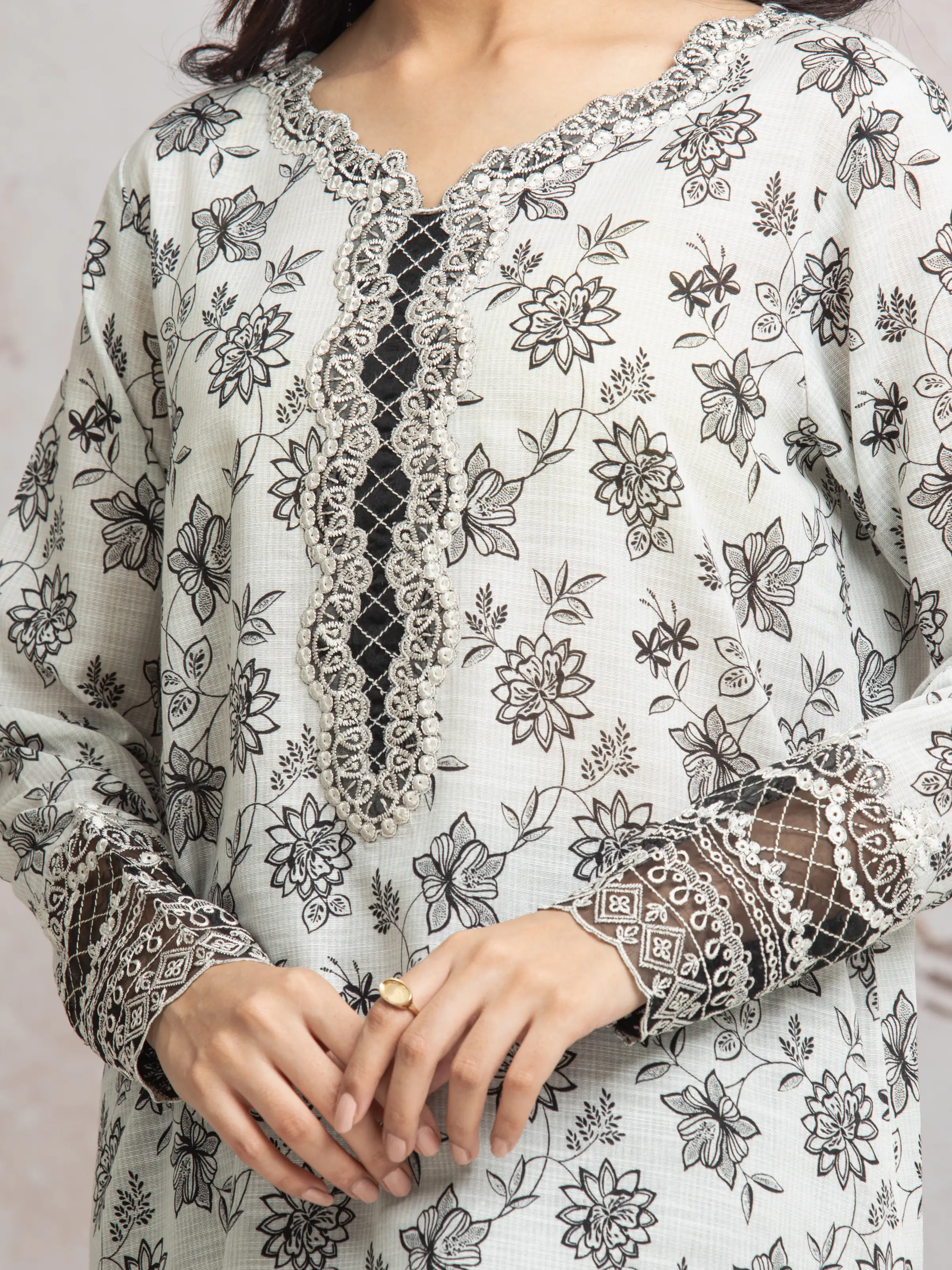 Unstitched Embroidered Cambric Suit - EWU24V2-30029-3P - Image 3