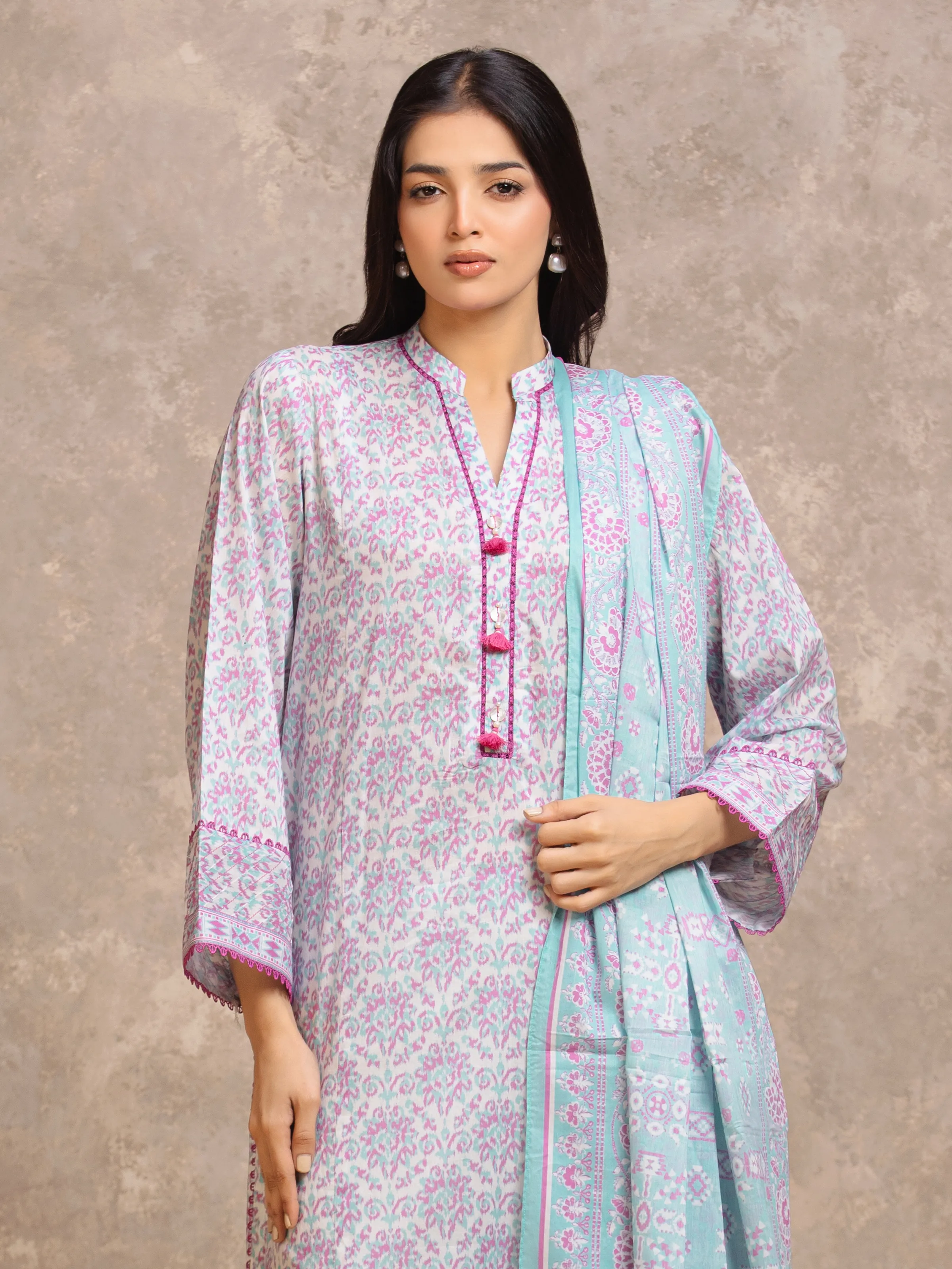 Unstitched Printed Lawn Suit - EWU6A1-36538-3P - Image 2