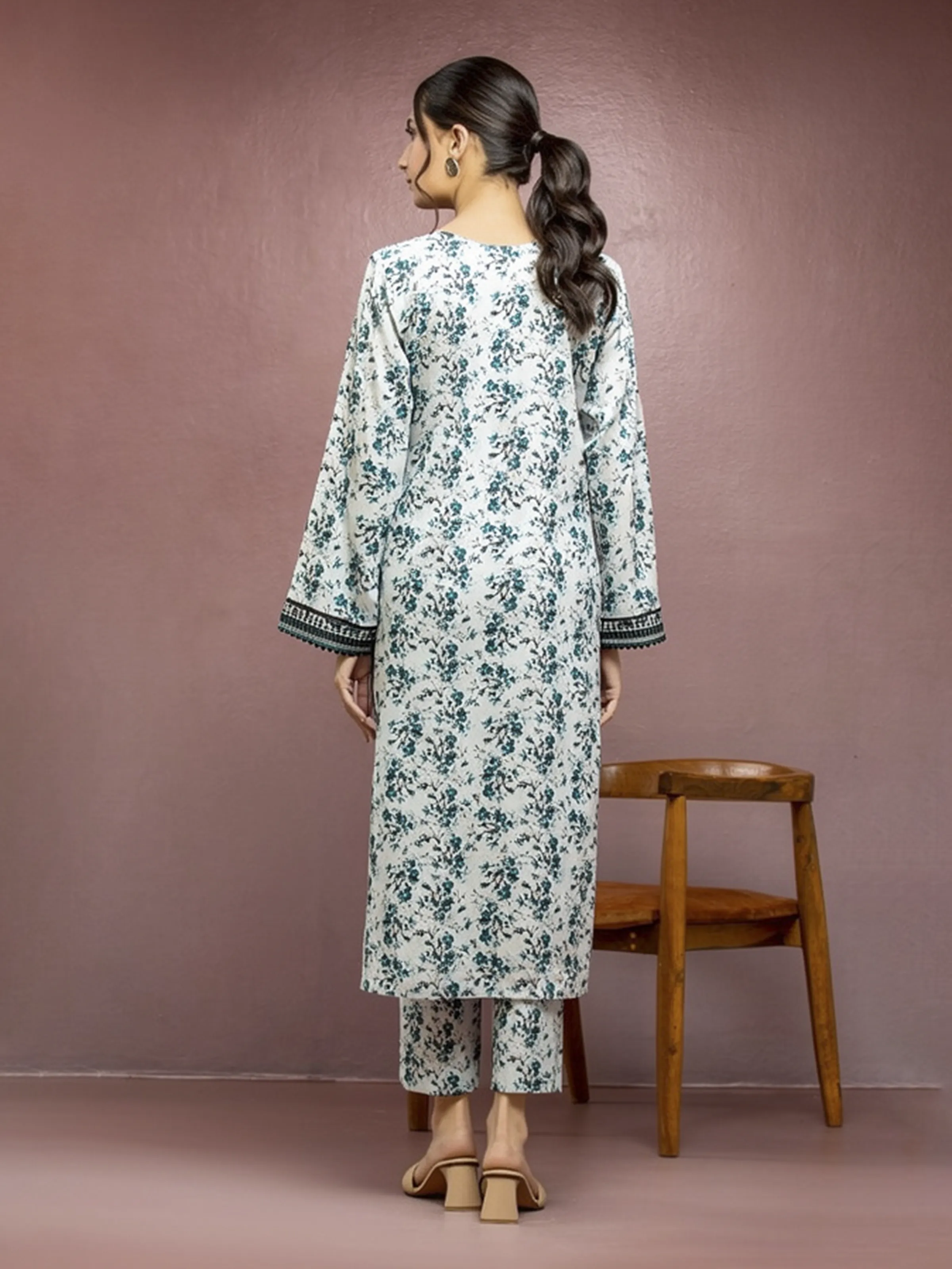 Unstitched Printed Lawn Shirt Trouser - EWU5A1-35104ST - Image 4