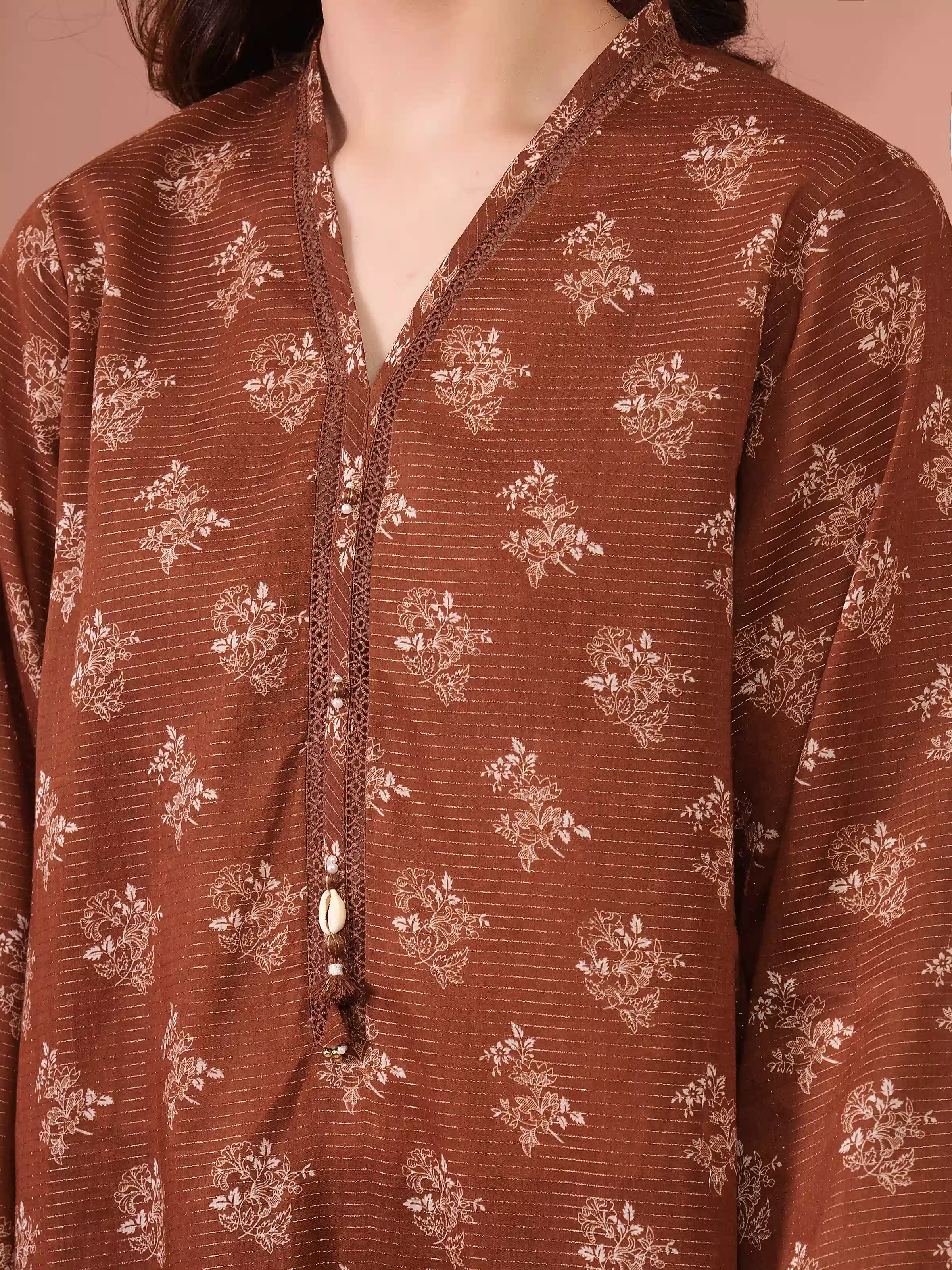 Unstitched Printed Zari Lawn Suit - EWU5M6-017-3P - Image 3