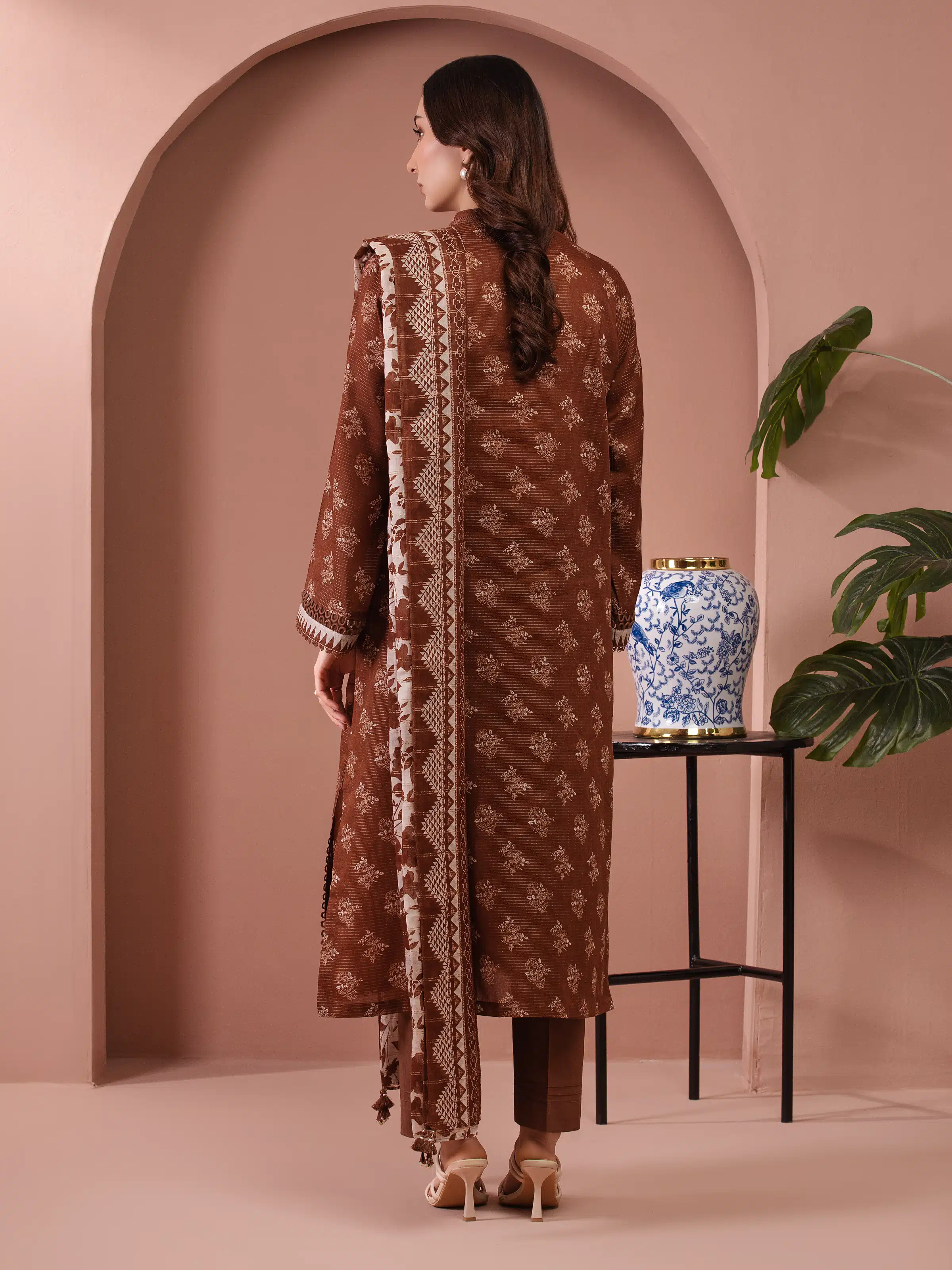 Unstitched Printed Zari Lawn Suit - EWU5M6-017-3P - Image 5