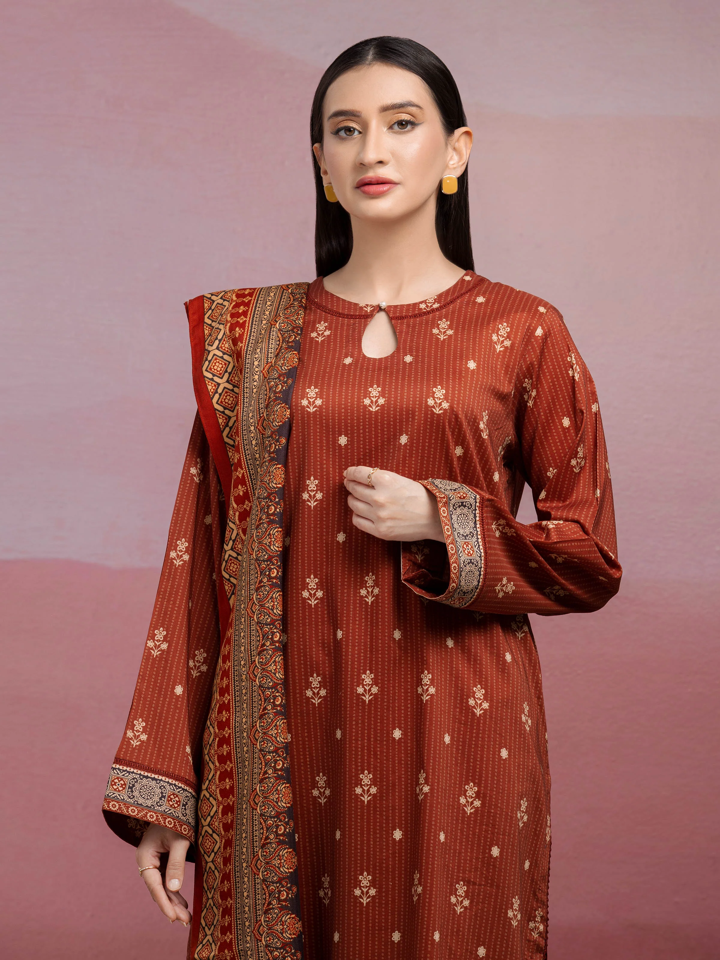 Unstitched Printed Khaddar Suit - EWU5M3-116-3P - Image 2