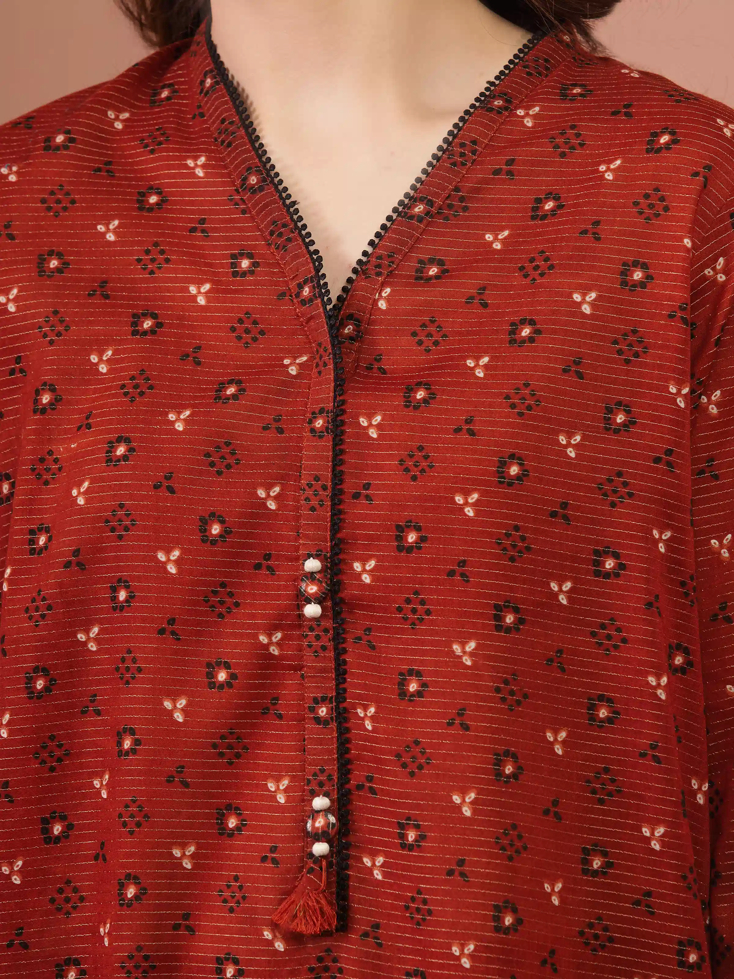 Unstitched Printed Zari Lawn Suit - EWU5M6-015-3P - Image 3
