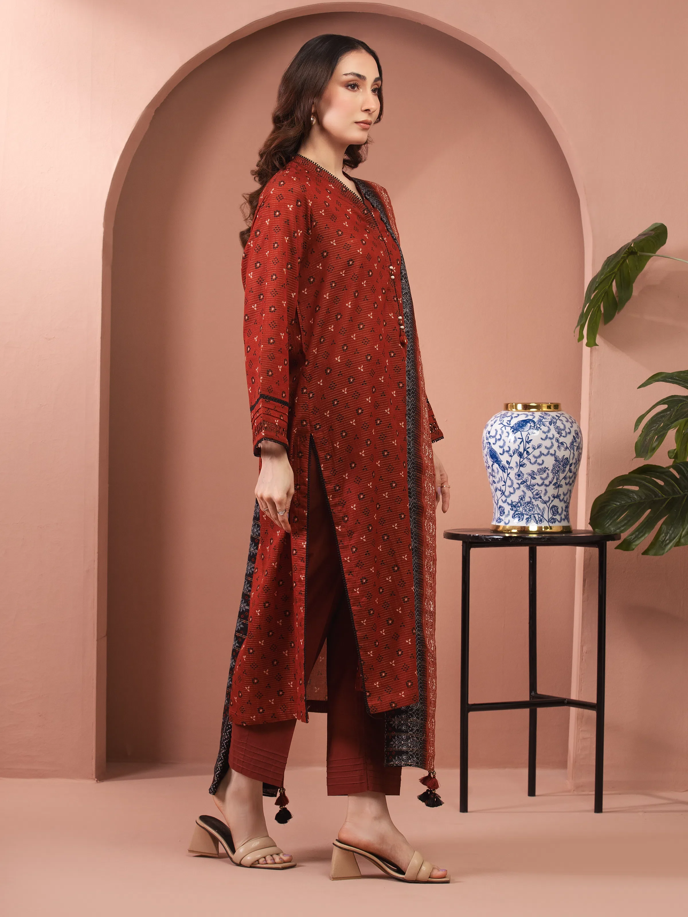 Unstitched Printed Zari Lawn Suit - EWU5M6-015-3P - Image 4