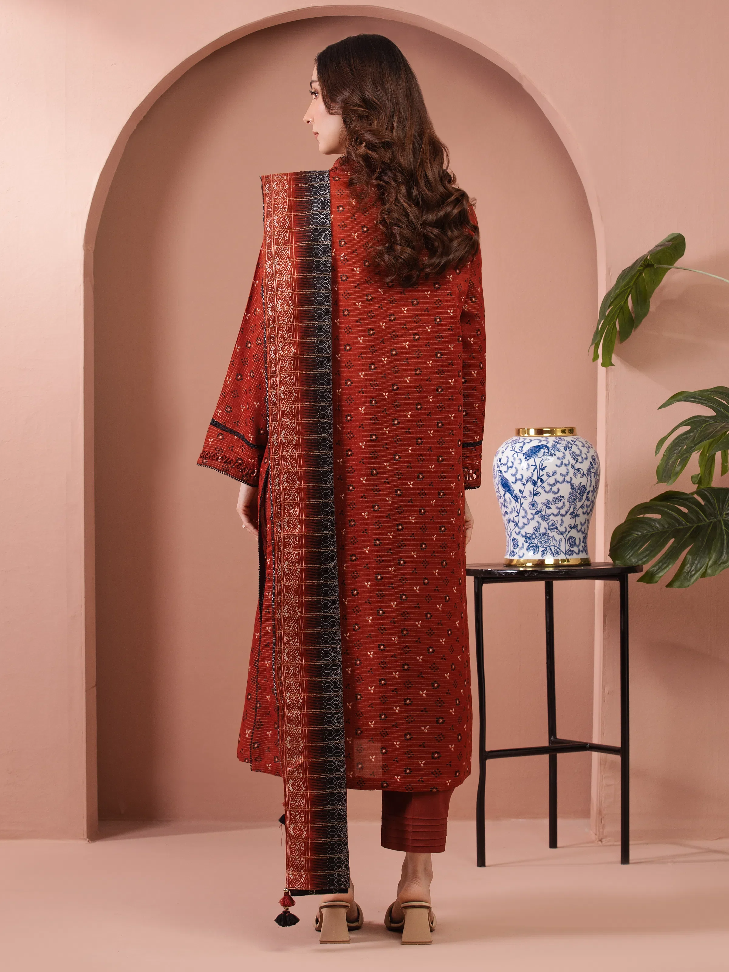 Unstitched Printed Zari Lawn Suit - EWU5M6-015-3P - Image 5