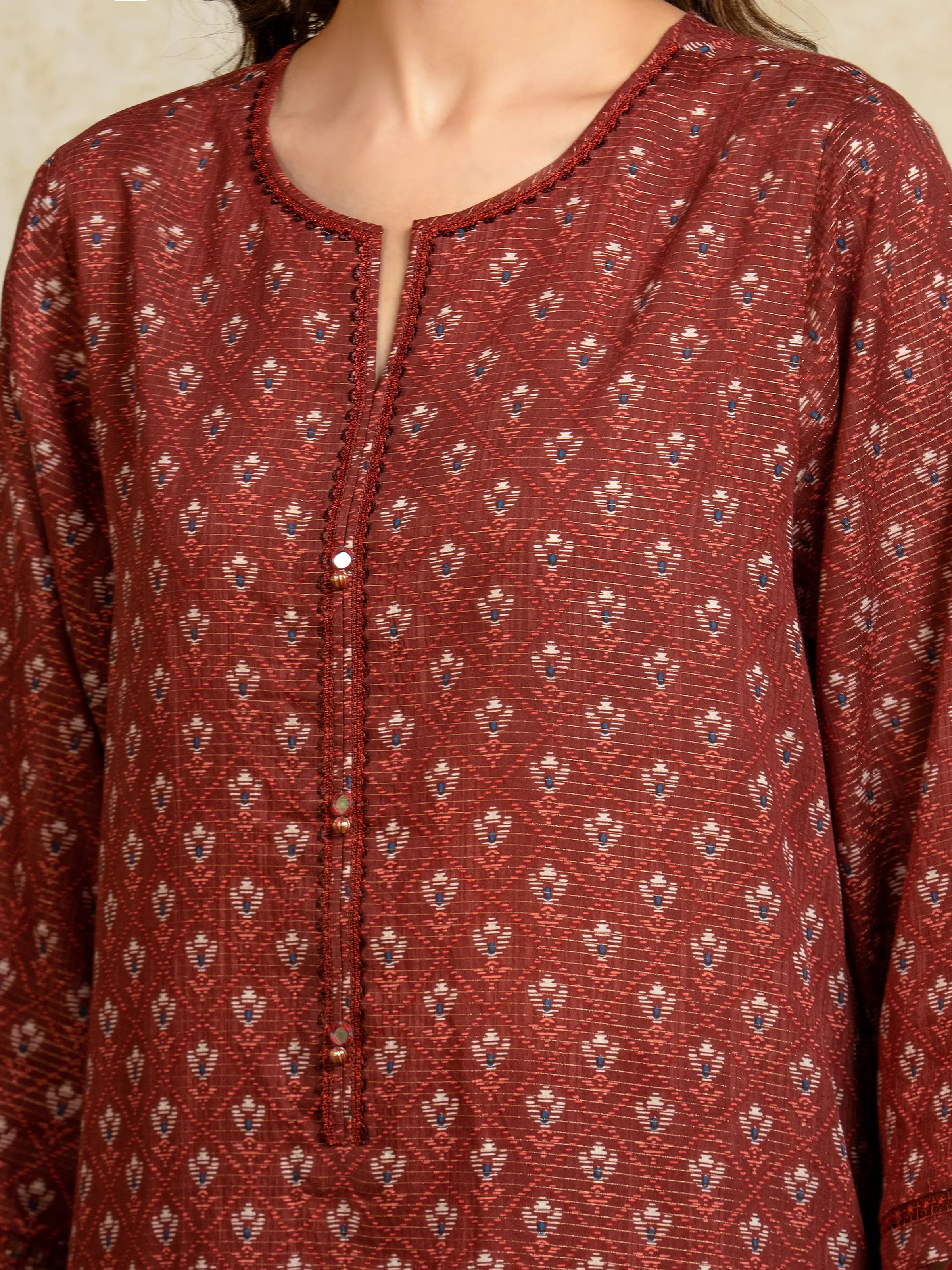 Unstitched Printed Zari Lawn Suit - EWU5M6-022-3P - Image 3
