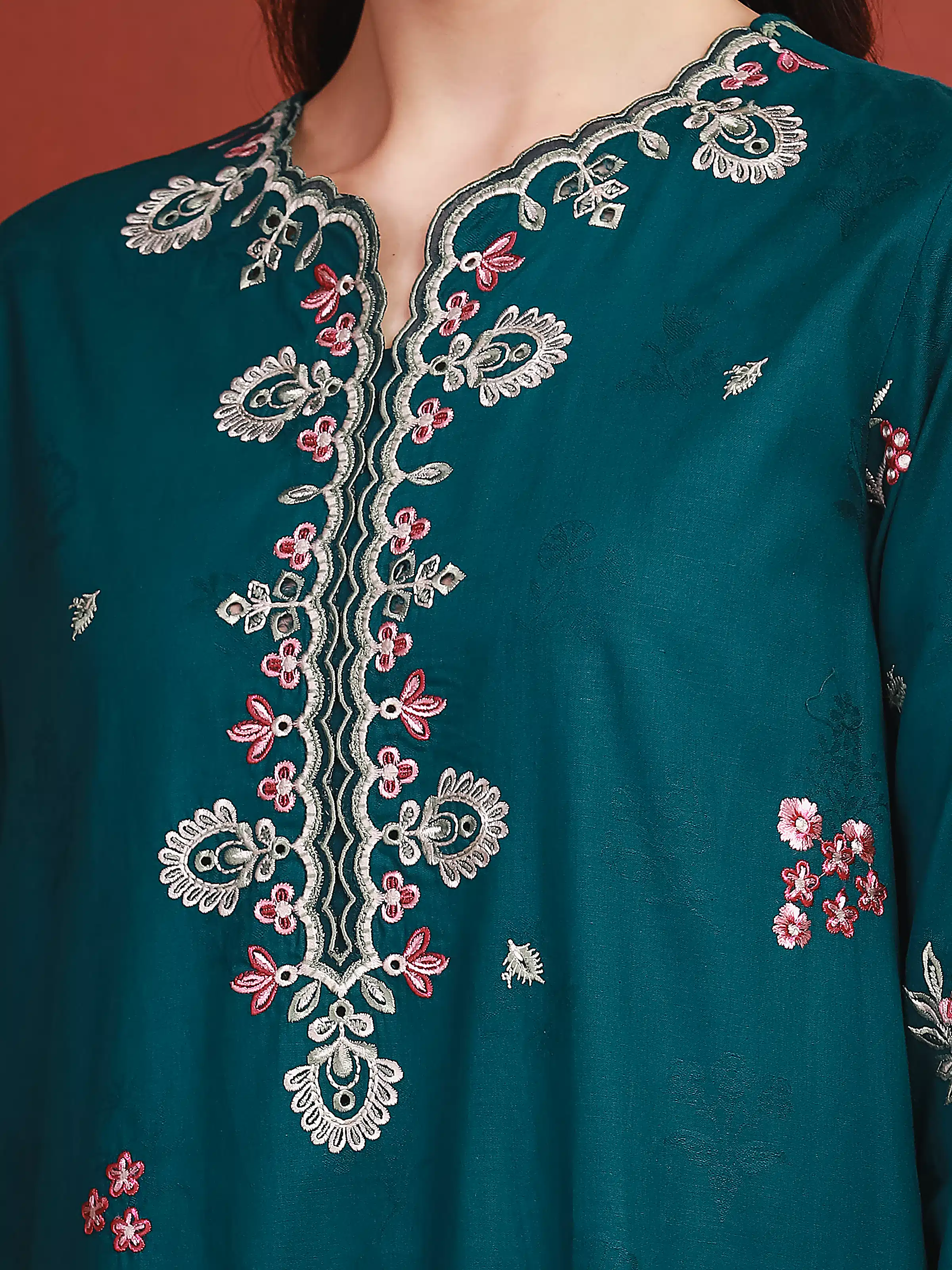 Unstitched Embroidered Jacquard Suit - EWU5V3-31155-3P - Image 2