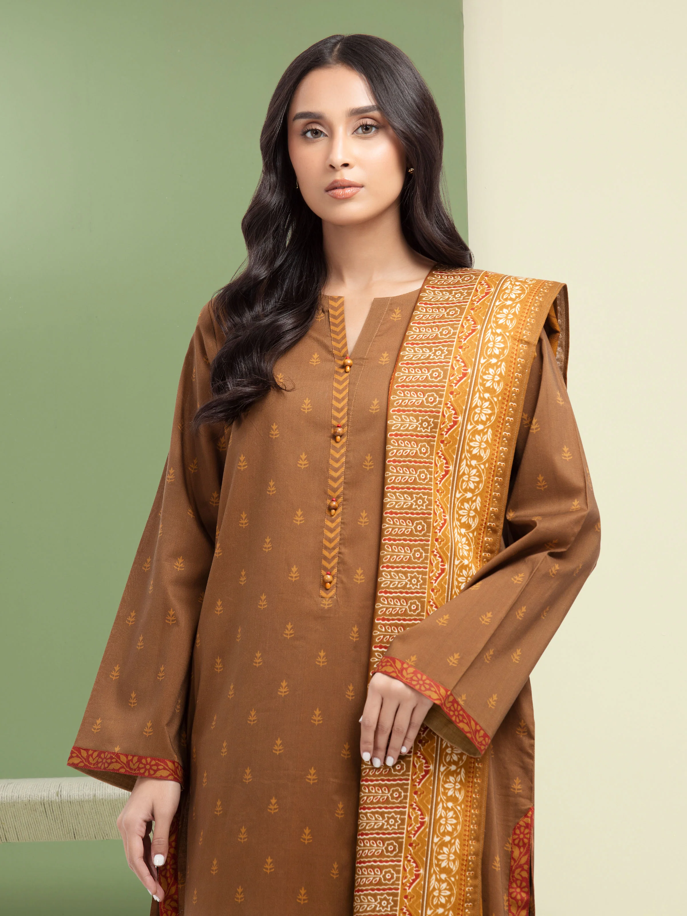 Unstitched Printed Khaddar Suit - EWU5M3-118-3P - Image 2