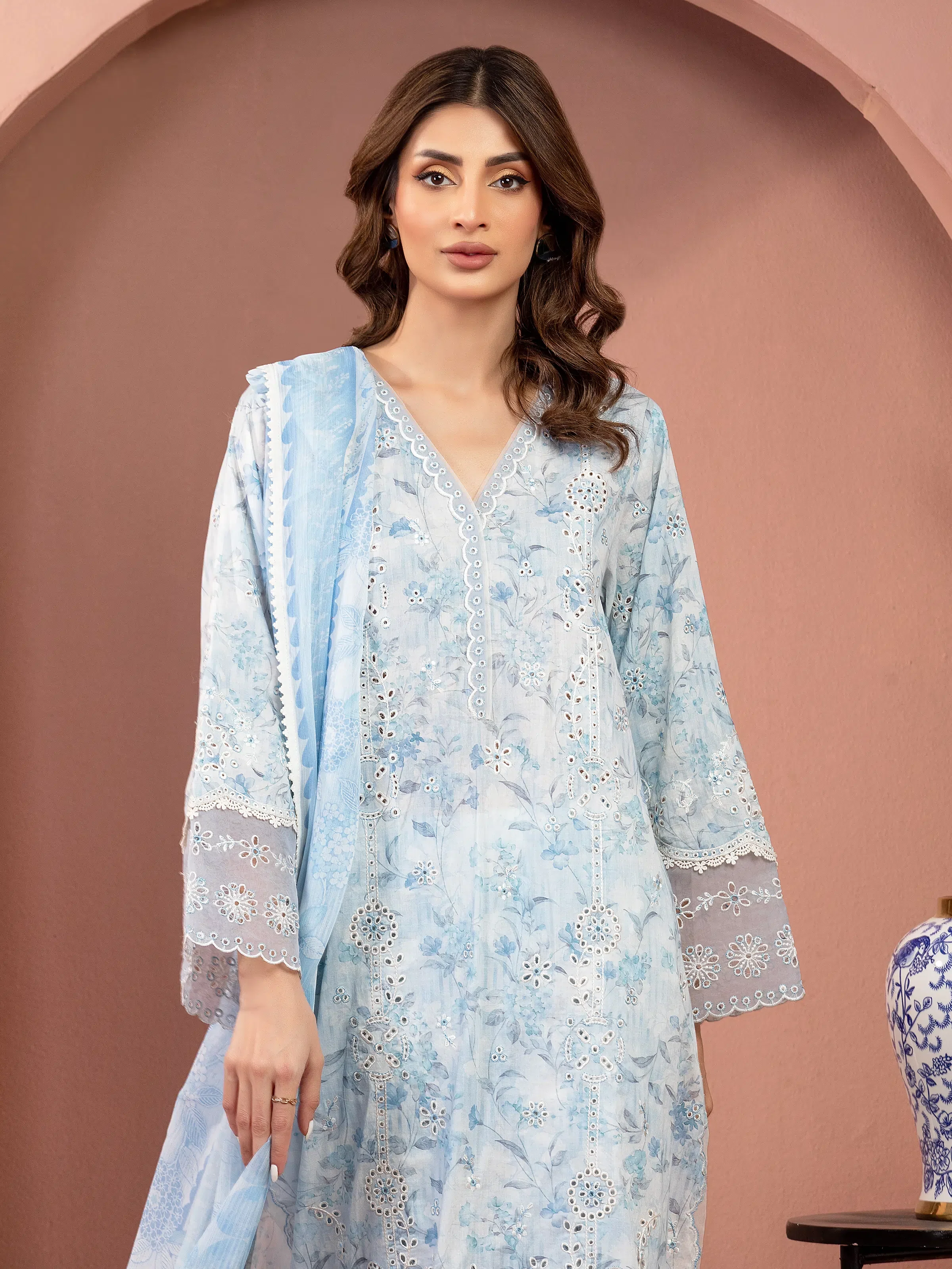 Unstitched Embroidered Lawn Suit - EWU5V1-31483-3P - Image 2
