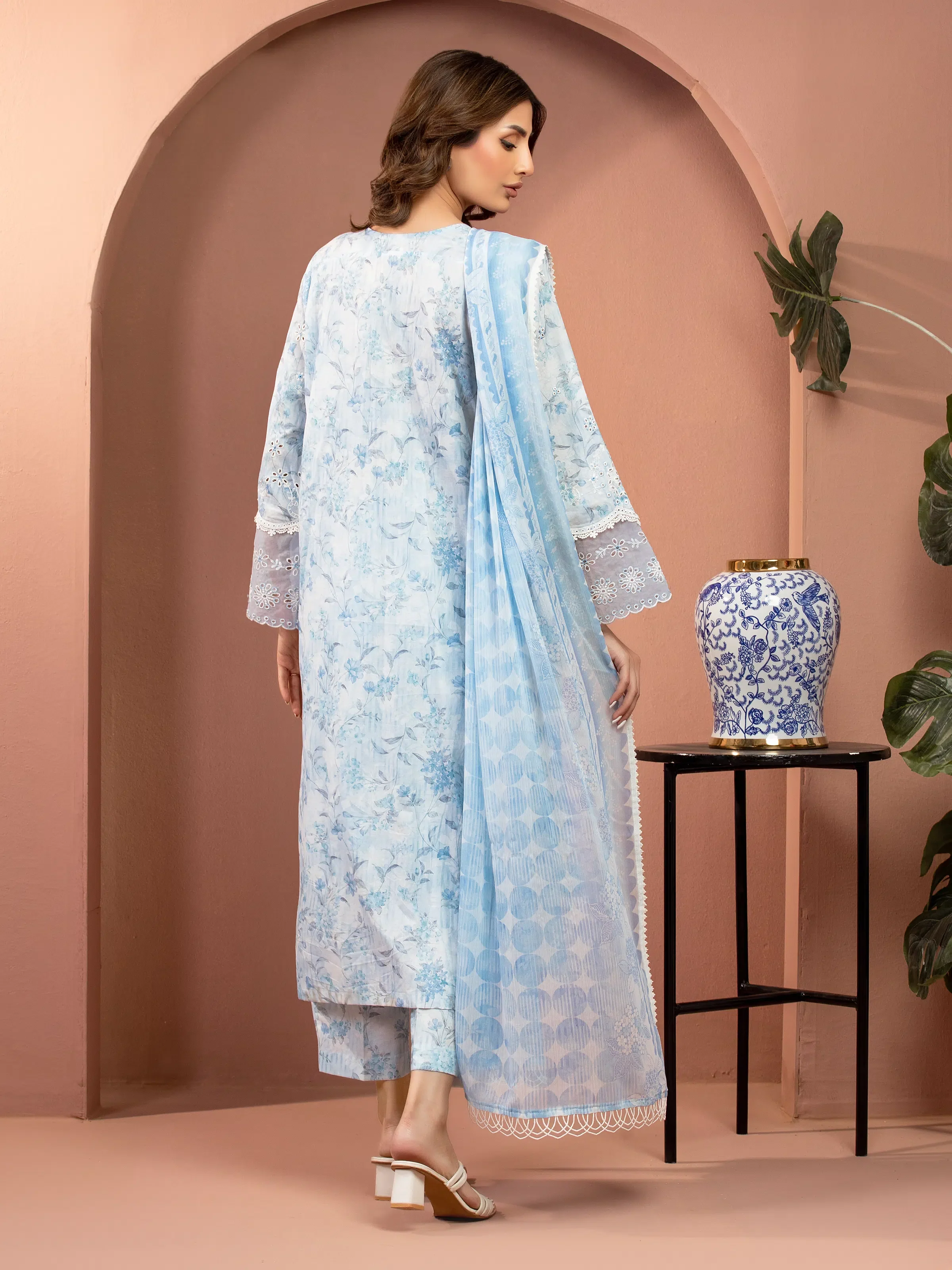 Unstitched Embroidered Lawn Suit - EWU5V1-31483-3P - Image 7