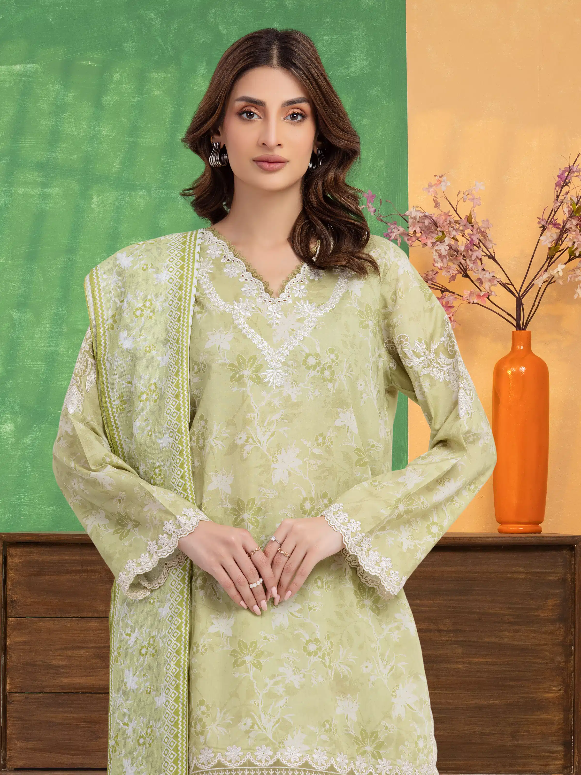 Unstitched Embroidered Lawn Suit - EWU5V1-31430-3P - Image 2