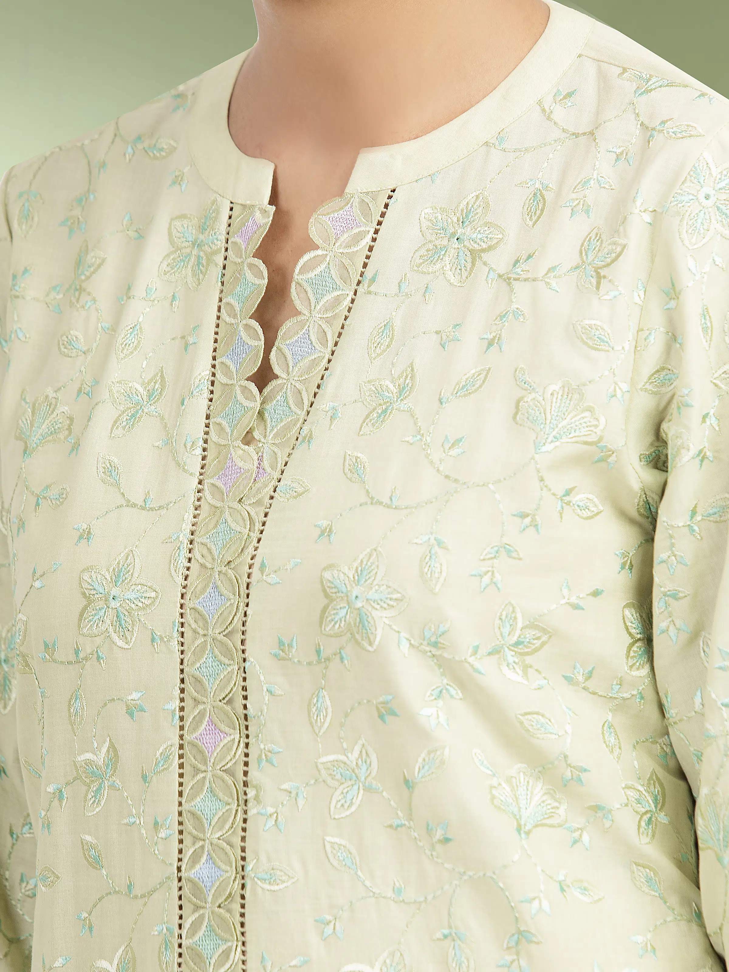 Unstitched Embroidered Cambric Suit - EWU5V2-31800-3P - Image 2