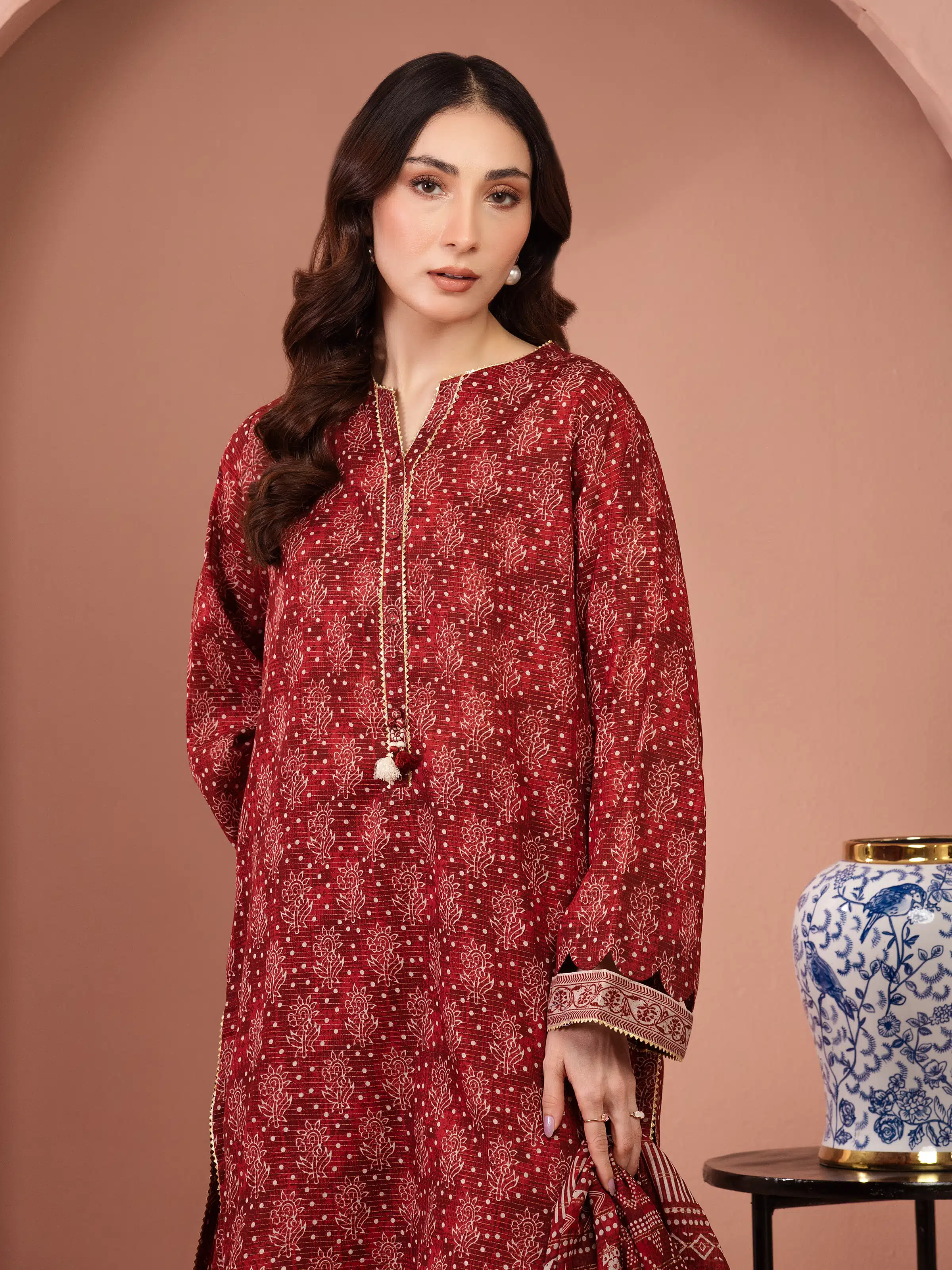 Unstitched Printed Zari Lawn Suit - EWU5M6-020-3P - Image 3