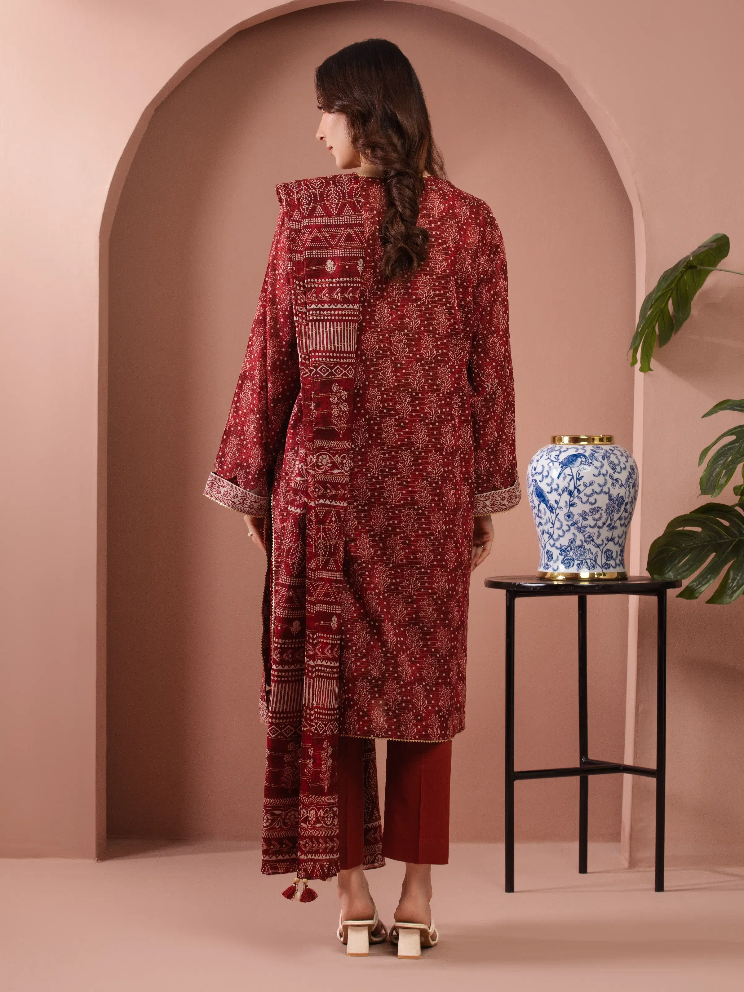 Unstitched Printed Zari Lawn Suit - EWU5M6-020-3P - Image 6