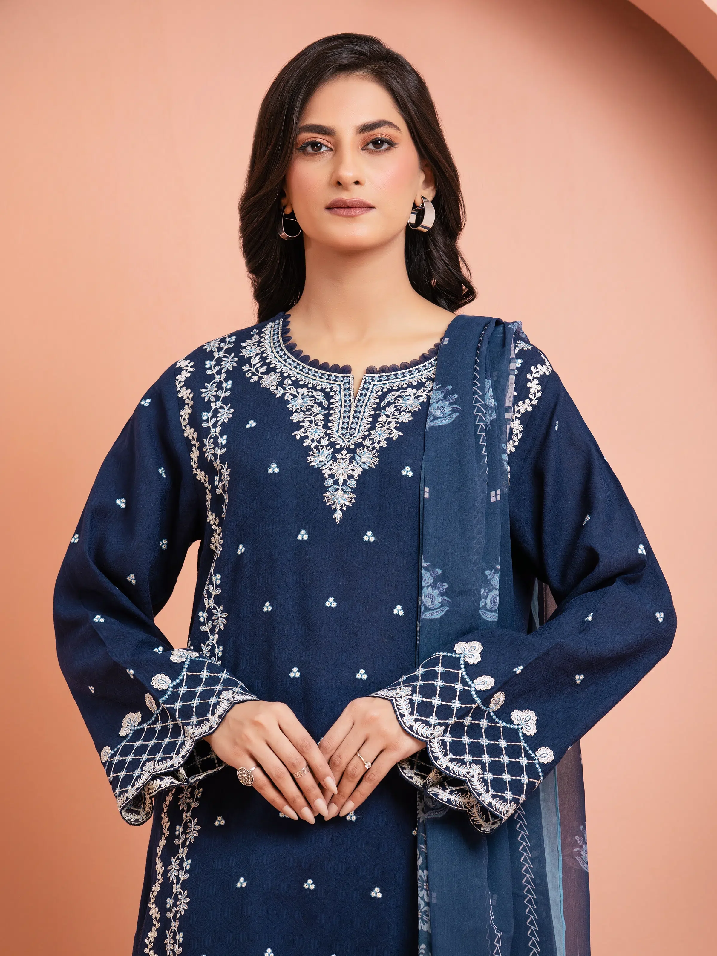 Unstitched Embroidered Dobby Suit - EWU5V7-30265-3P - Image 2