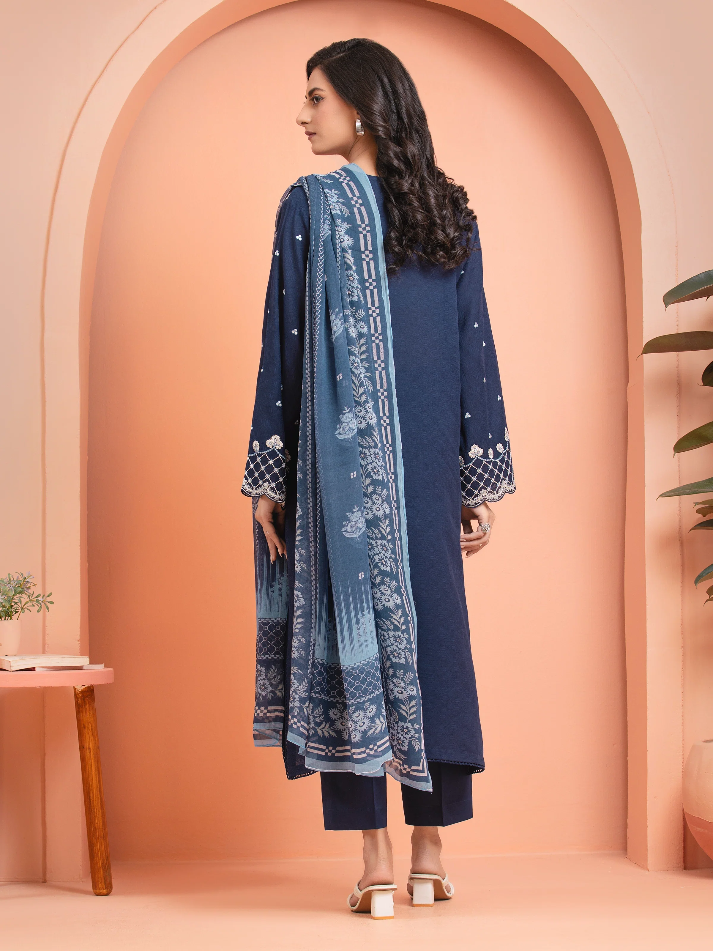 Unstitched Embroidered Dobby Suit - EWU5V7-30265-3P - Image 6