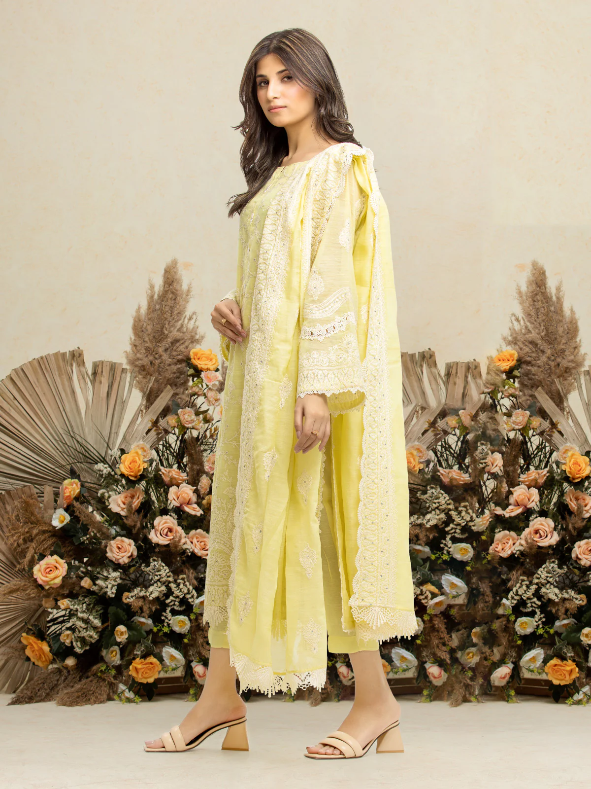 Unstitched Embroidered Chanderi Shirt - EWU24V6-28736S - Image 2