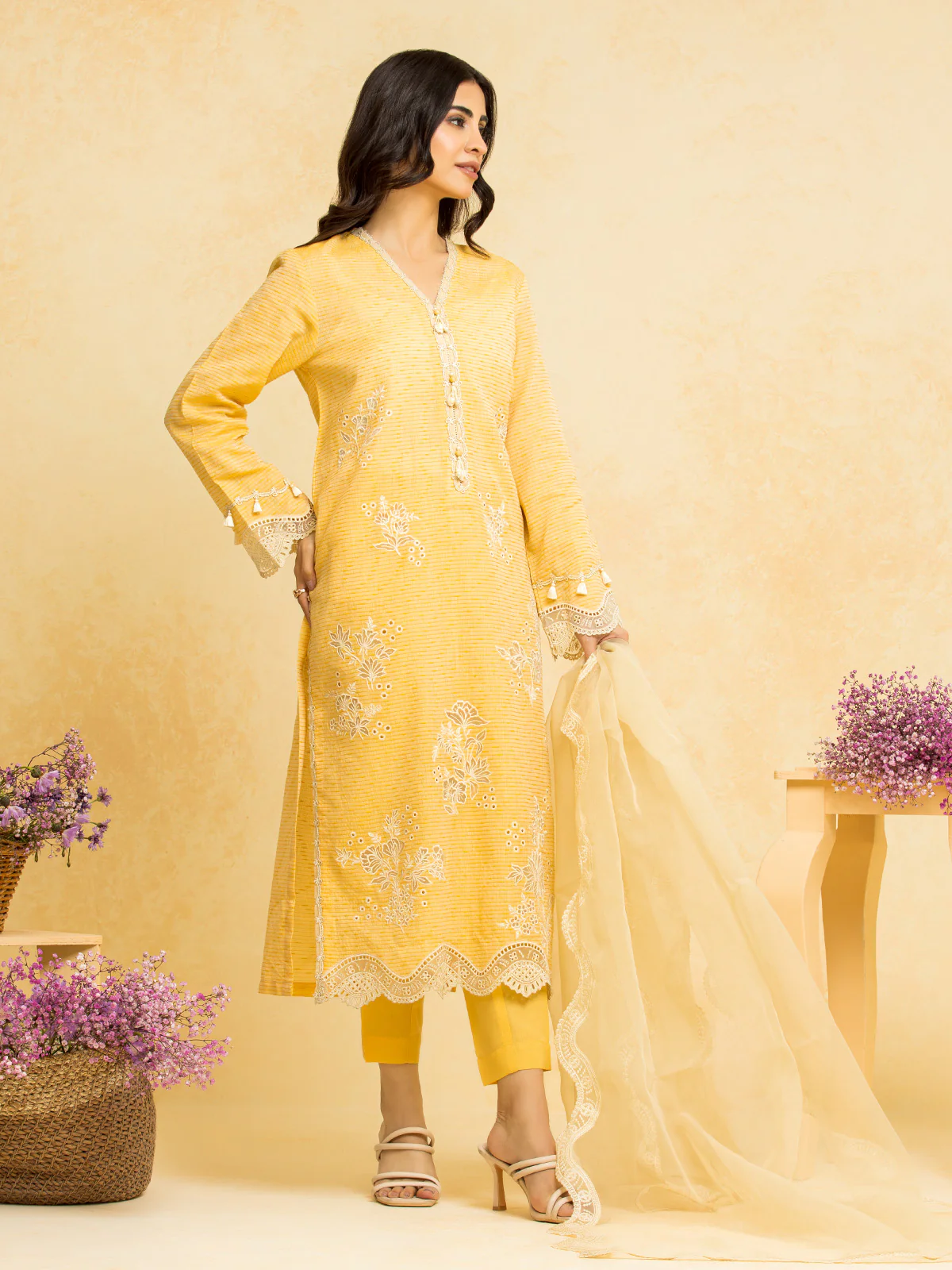 Unstitched Embroidered Dobby Shirt Trouser - EWU24V7-28770ST - Image 5