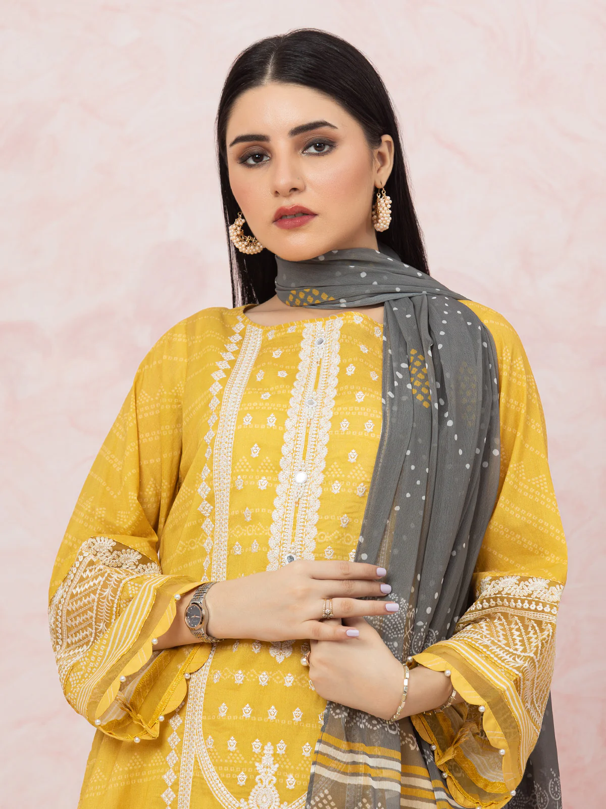 Unstitched Embroidered Lawn Shirt - EWU22V1-26548S - Image 4