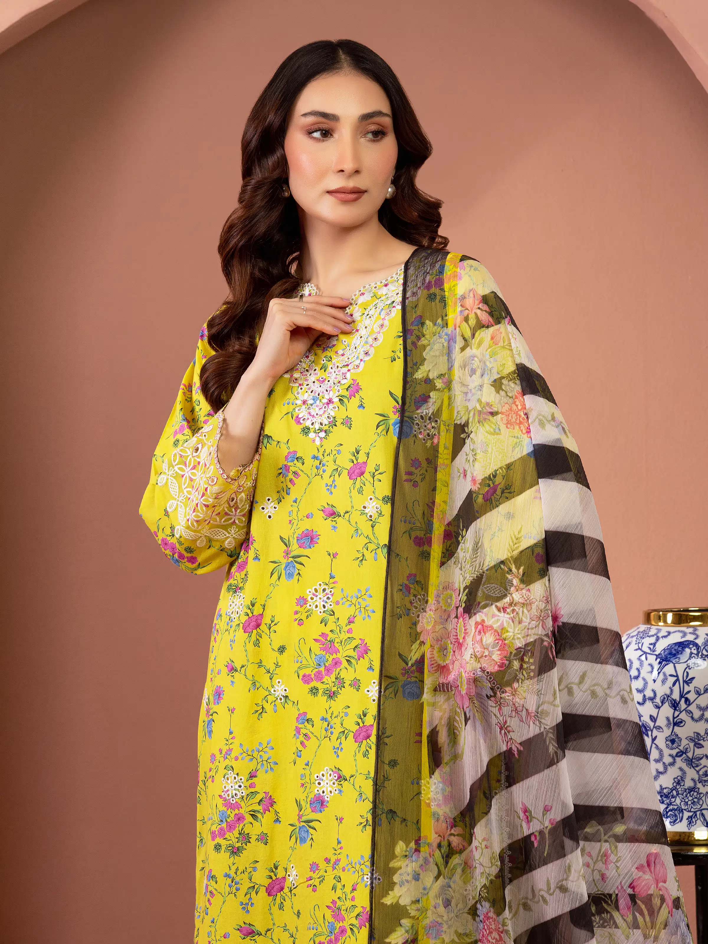 Unstitched Embroidered Lawn Suit - EWU5V1-31455-3P - Image 2