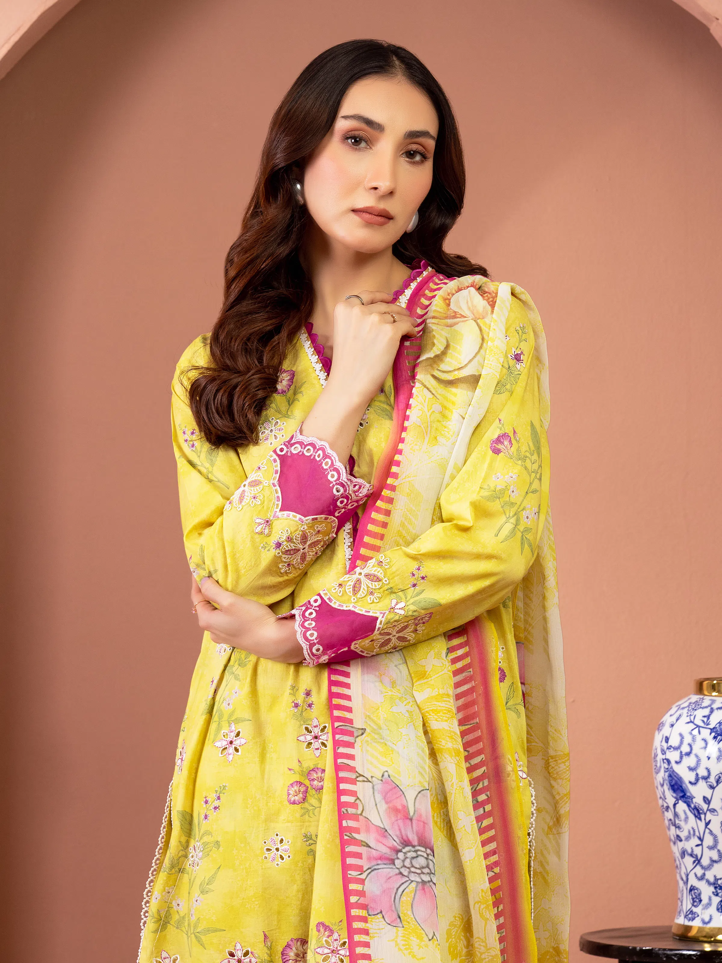 Unstitched Embroidered Lawn Suit - EWU5V1-31493-3P - Image 3