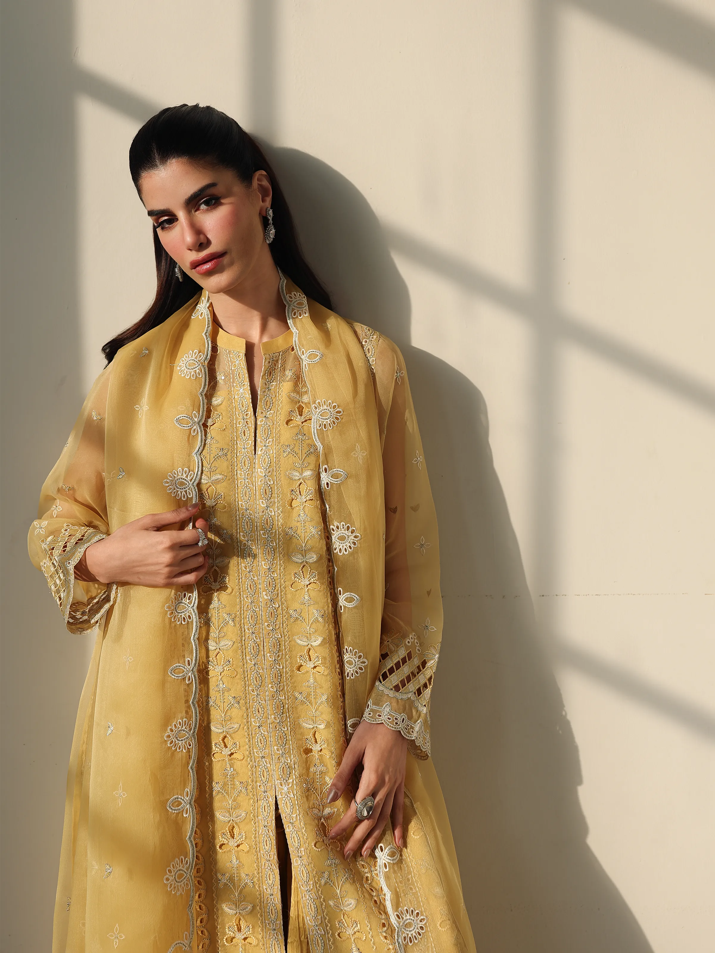 Unstitched Embroidered Organza Suit - EWU5V4-31260-3P - Image 2