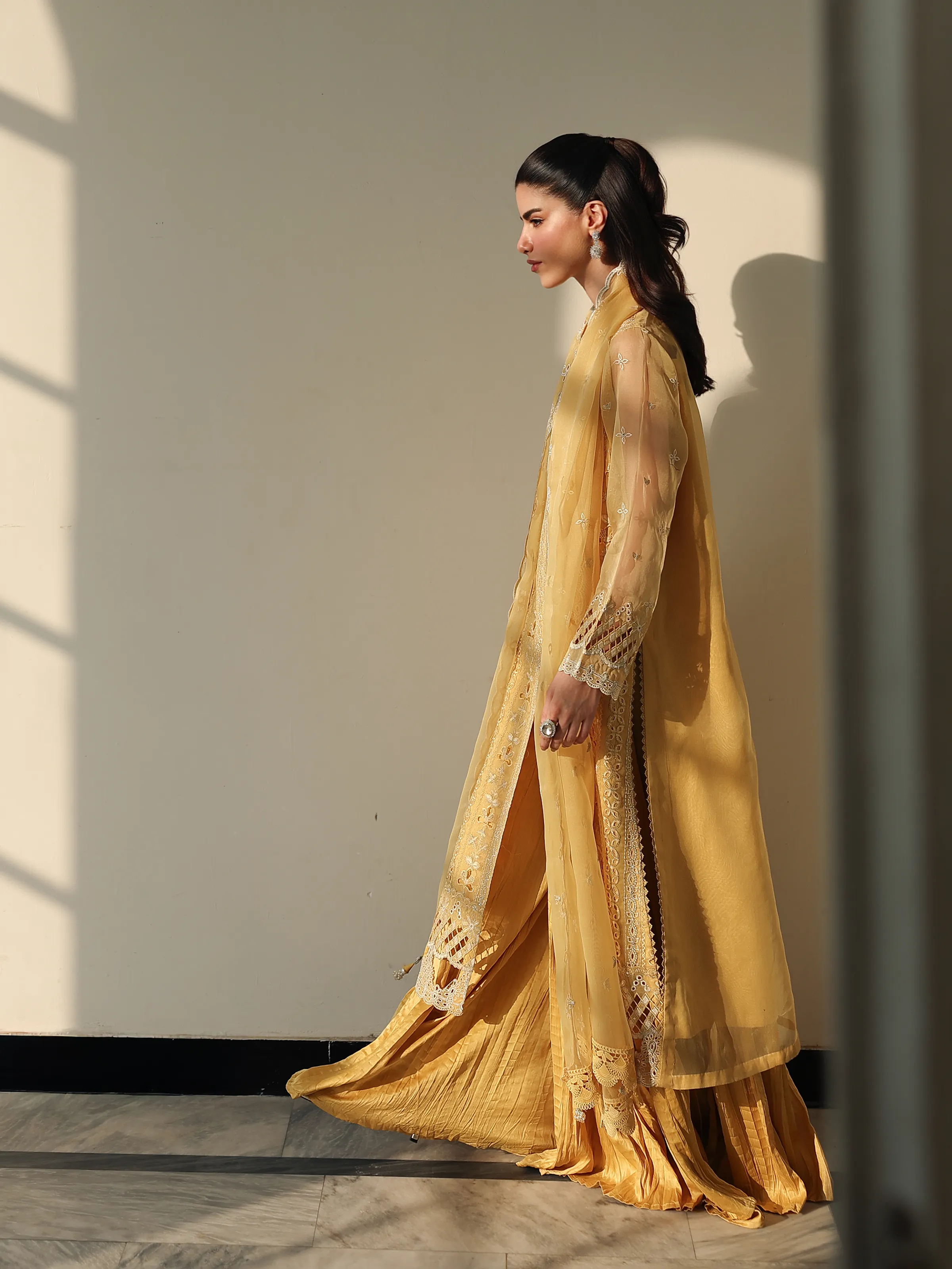 Unstitched Embroidered Organza Suit - EWU5V4-31260-3P - Image 5