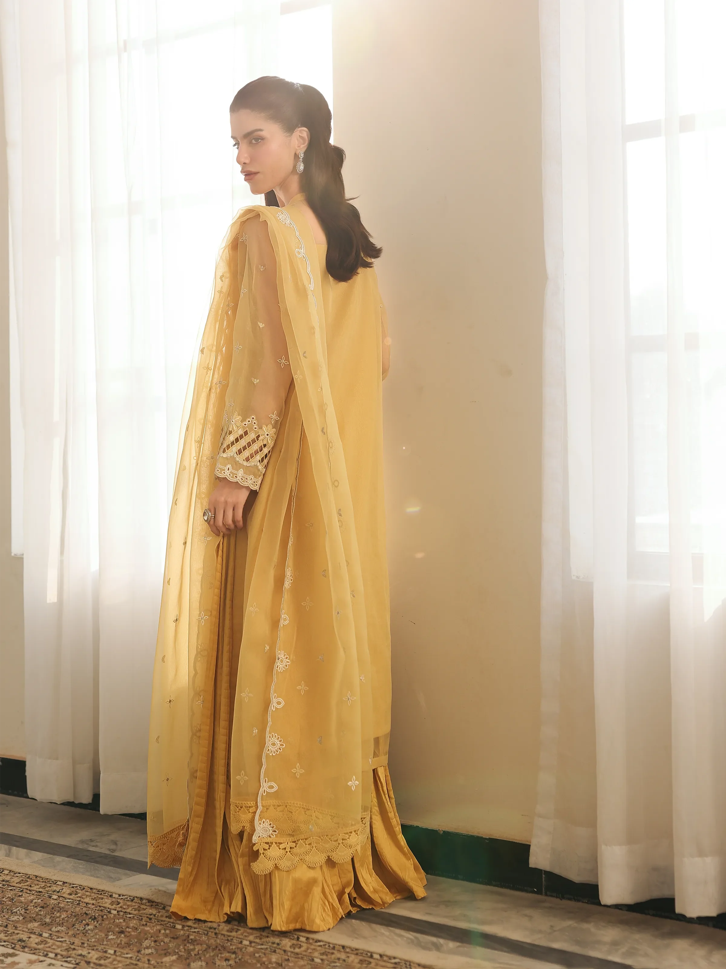 Unstitched Embroidered Organza Suit - EWU5V4-31260-3P - Image 6
