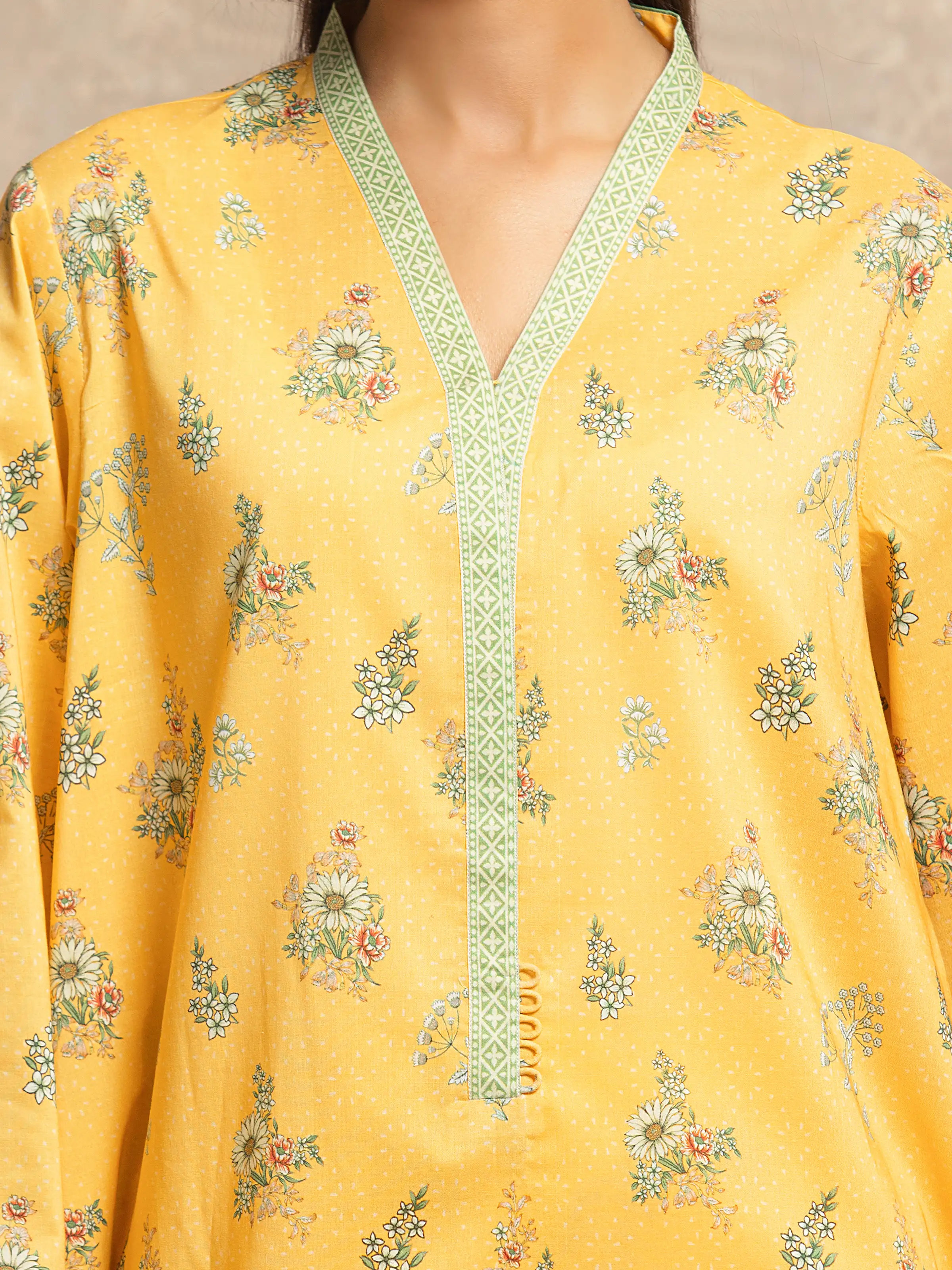 Unstitched Yellow Printed Lawn Suit - EWU6A1-36504-3P - Image 3