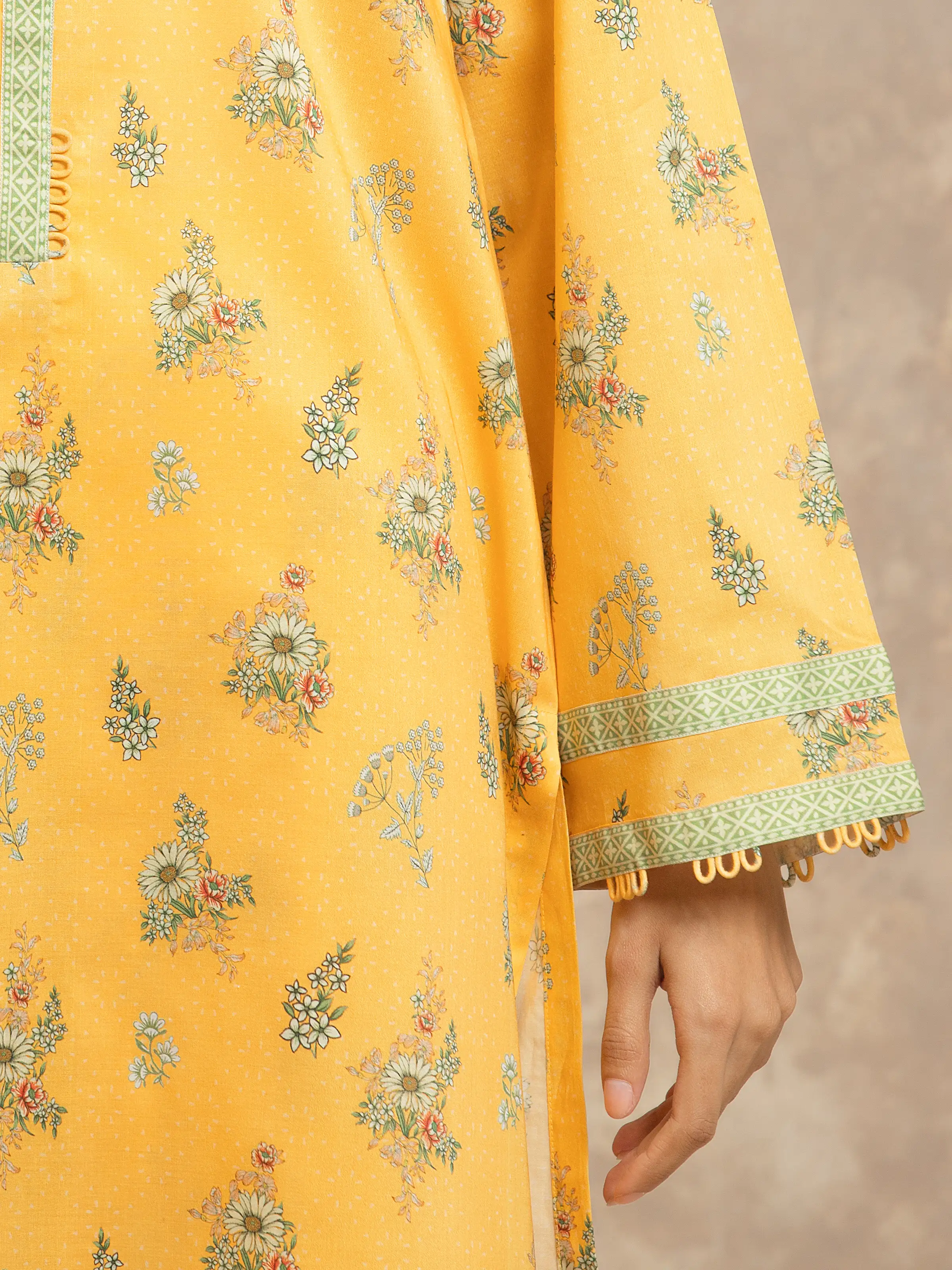 Unstitched Yellow Printed Lawn Suit - EWU6A1-36504-3P - Image 4