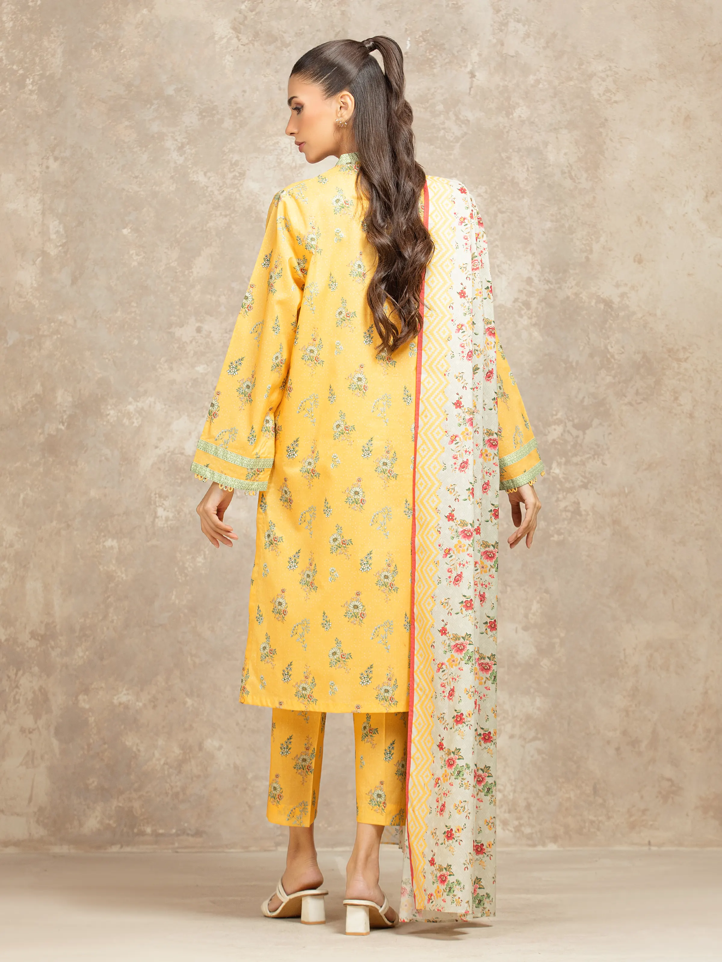 Unstitched Yellow Printed Lawn Suit - EWU6A1-36504-3P - Image 6