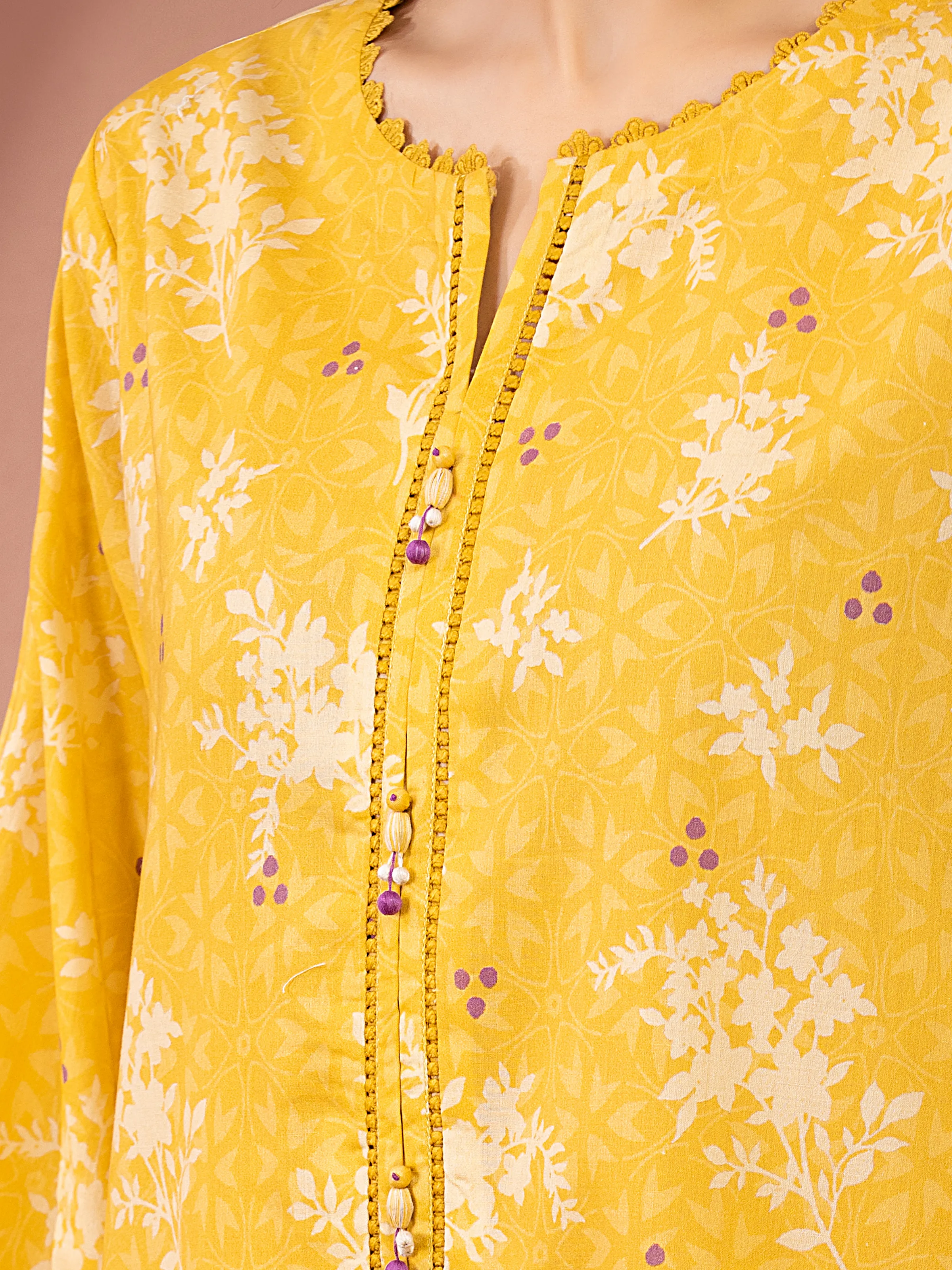 Unstitched Yellow Printed Lawn Suit - EWU6A1-36509-3P - Image 4