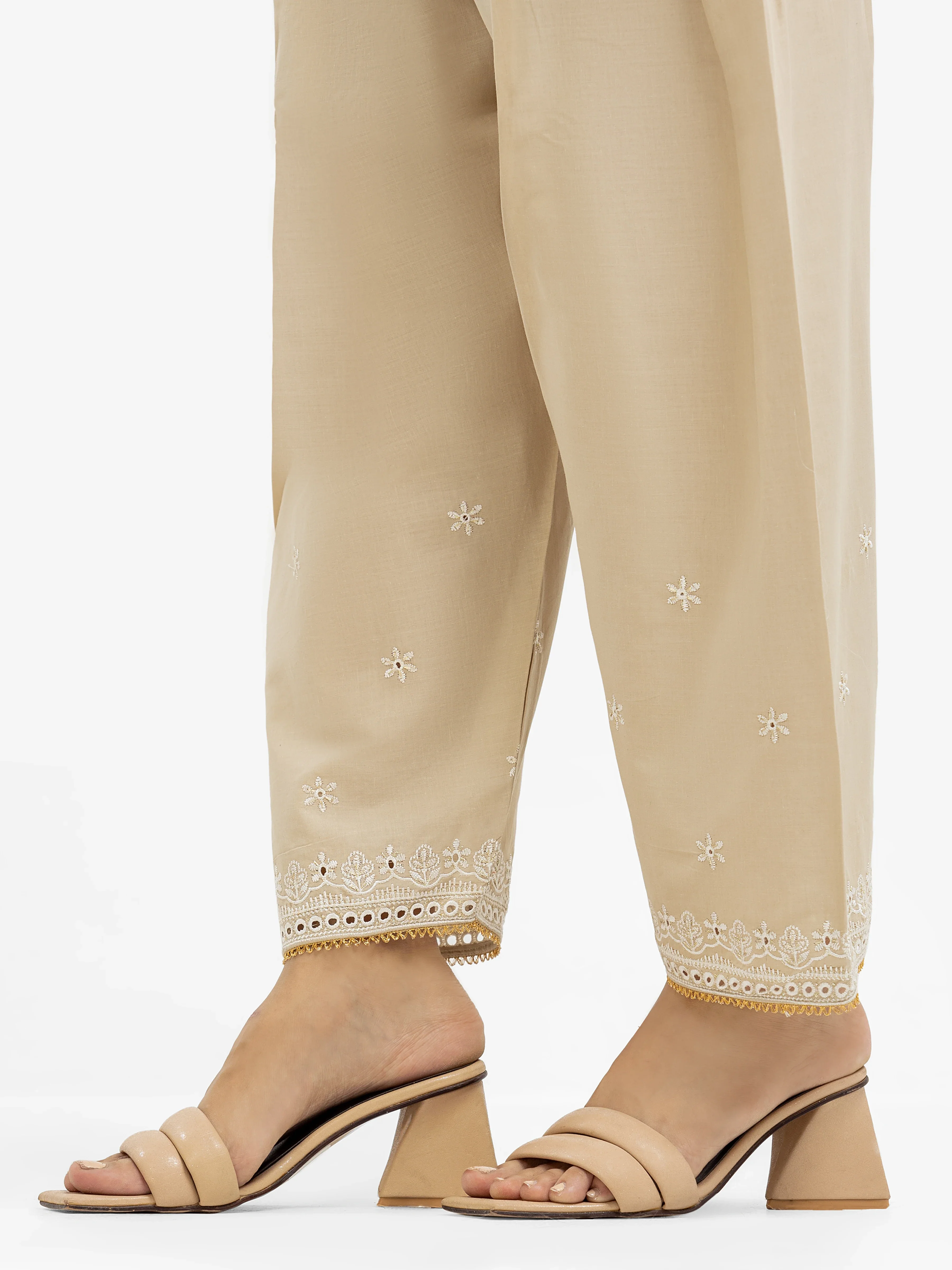 Women's Beige Shalwar - EWBSE24-00005 - Image 2