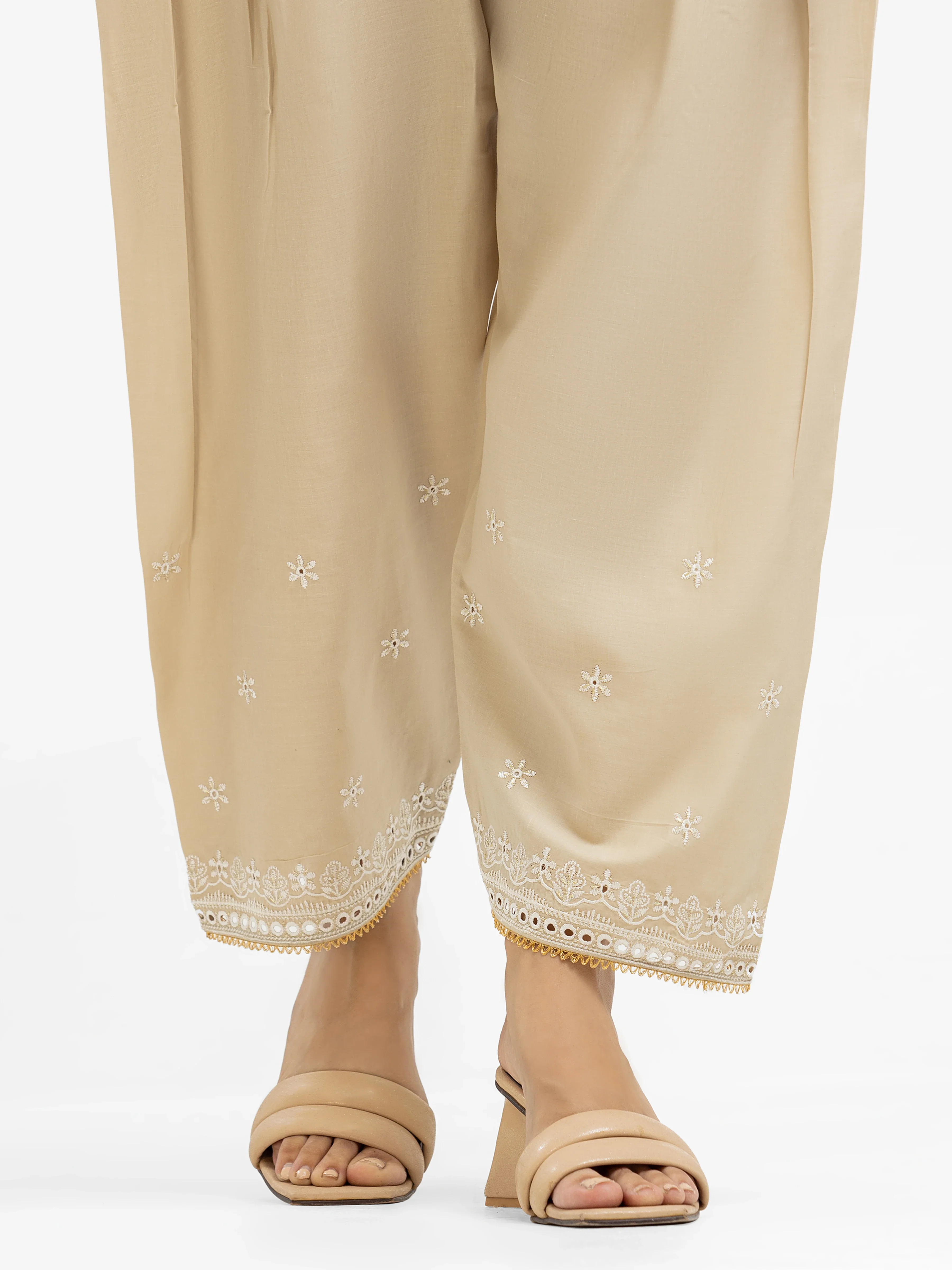 Women's Beige Shalwar - EWBSE24-00005 - Image 3