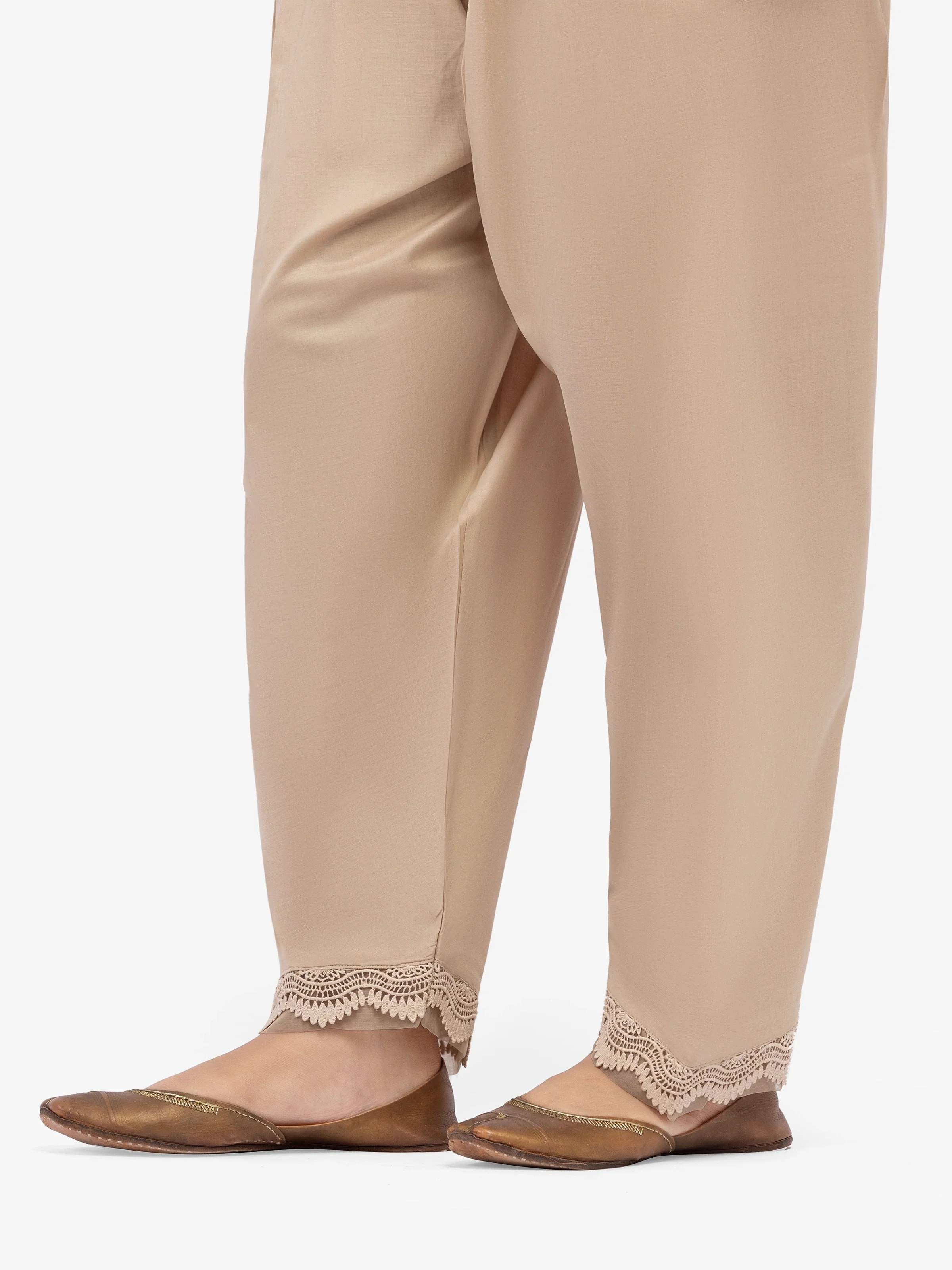 Women's Beige Shalwar - EWBSEB5-00008 - Image 3