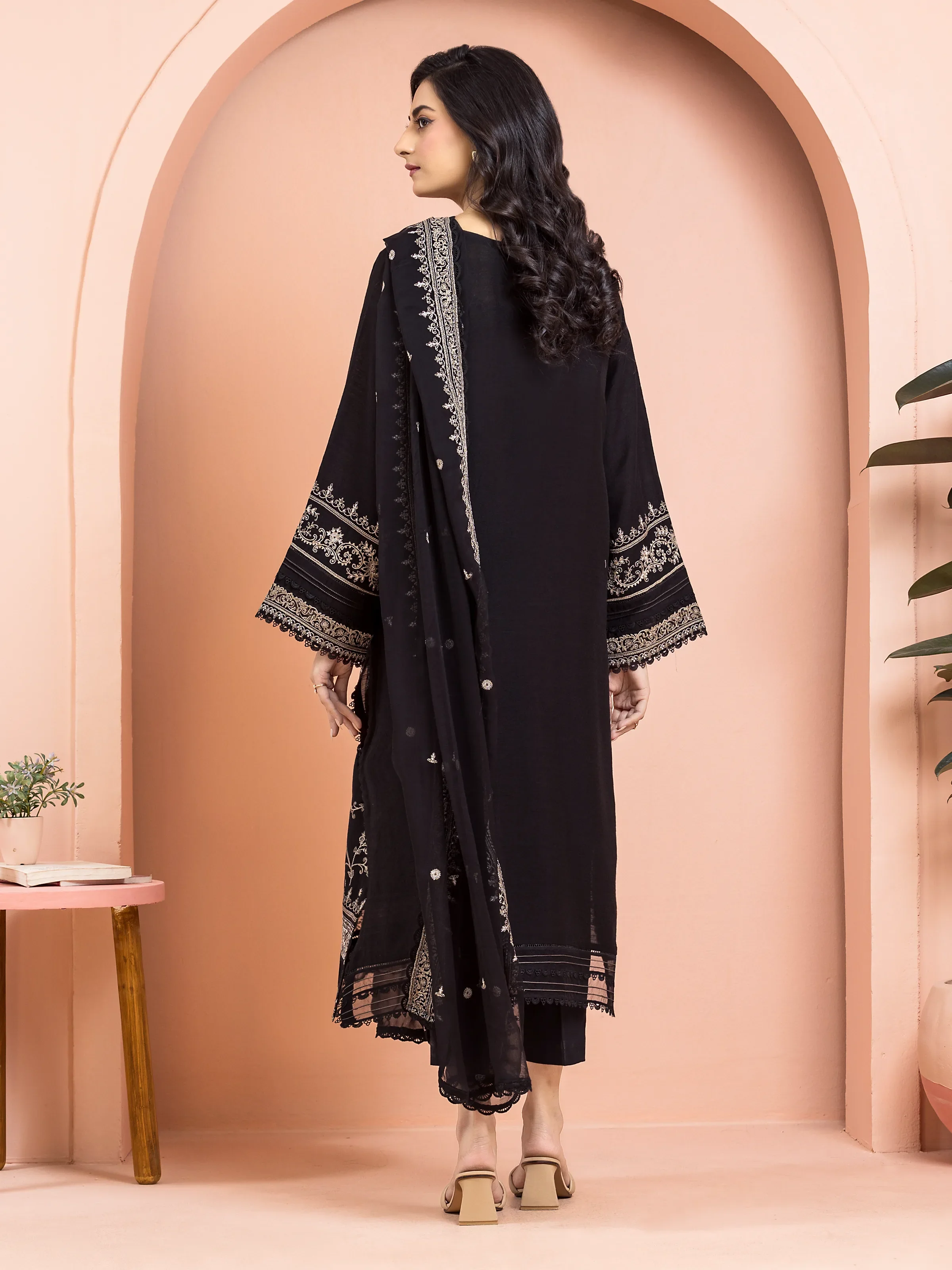 Unstitched Embroidered Raw Silk Suit - EWU24V16-30013-3P - Image 2
