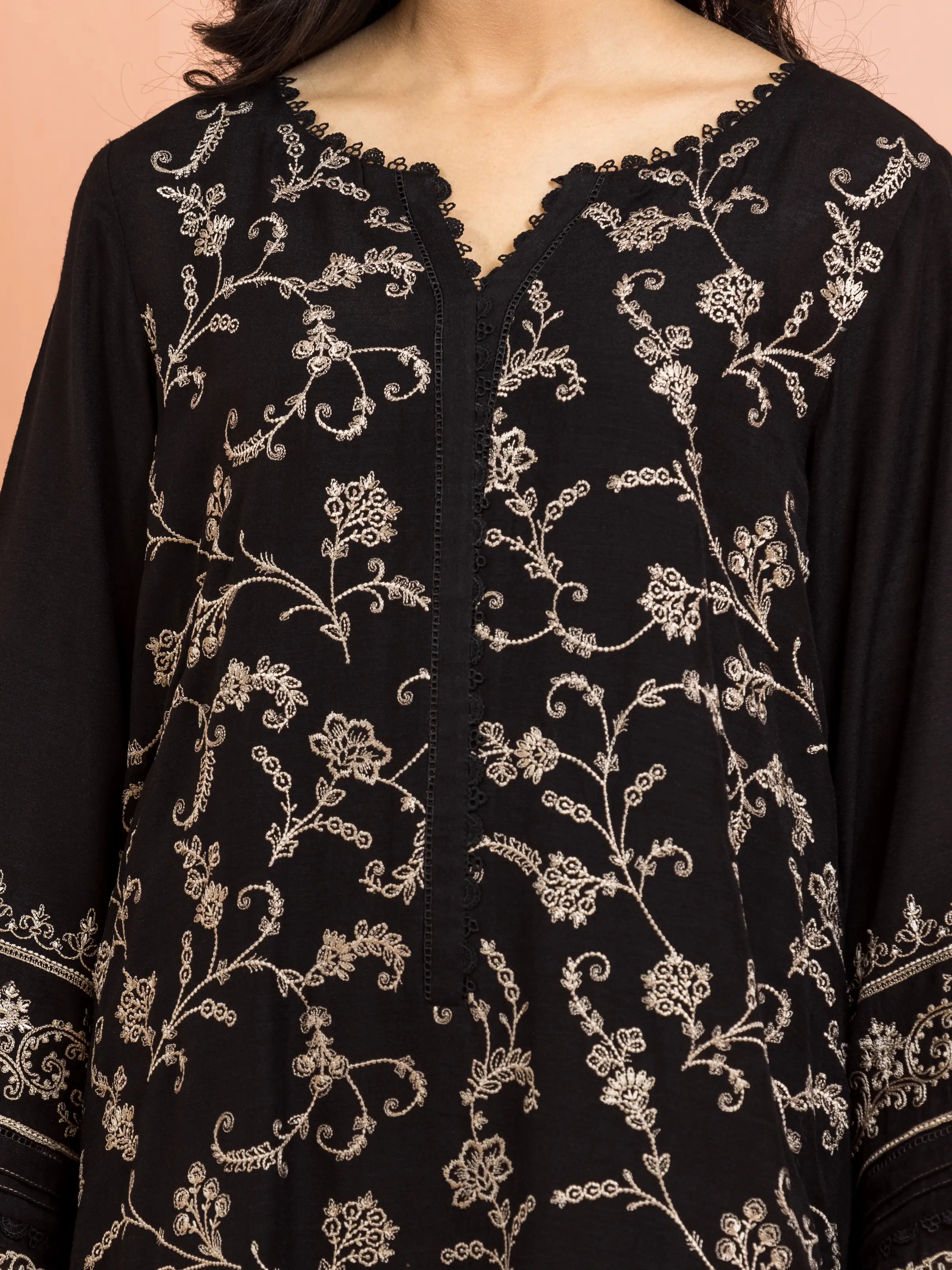 Unstitched Embroidered Raw Silk Suit - EWU24V16-30013-3P - Image 3