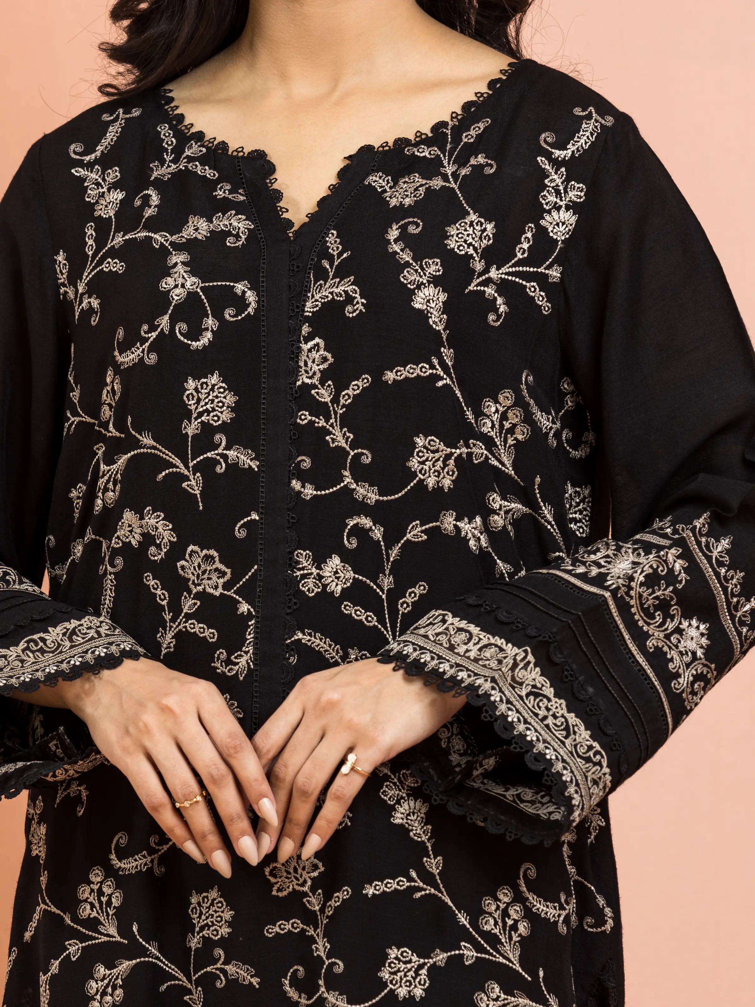 Unstitched Embroidered Raw Silk Suit - EWU24V16-30013-3P - Image 4