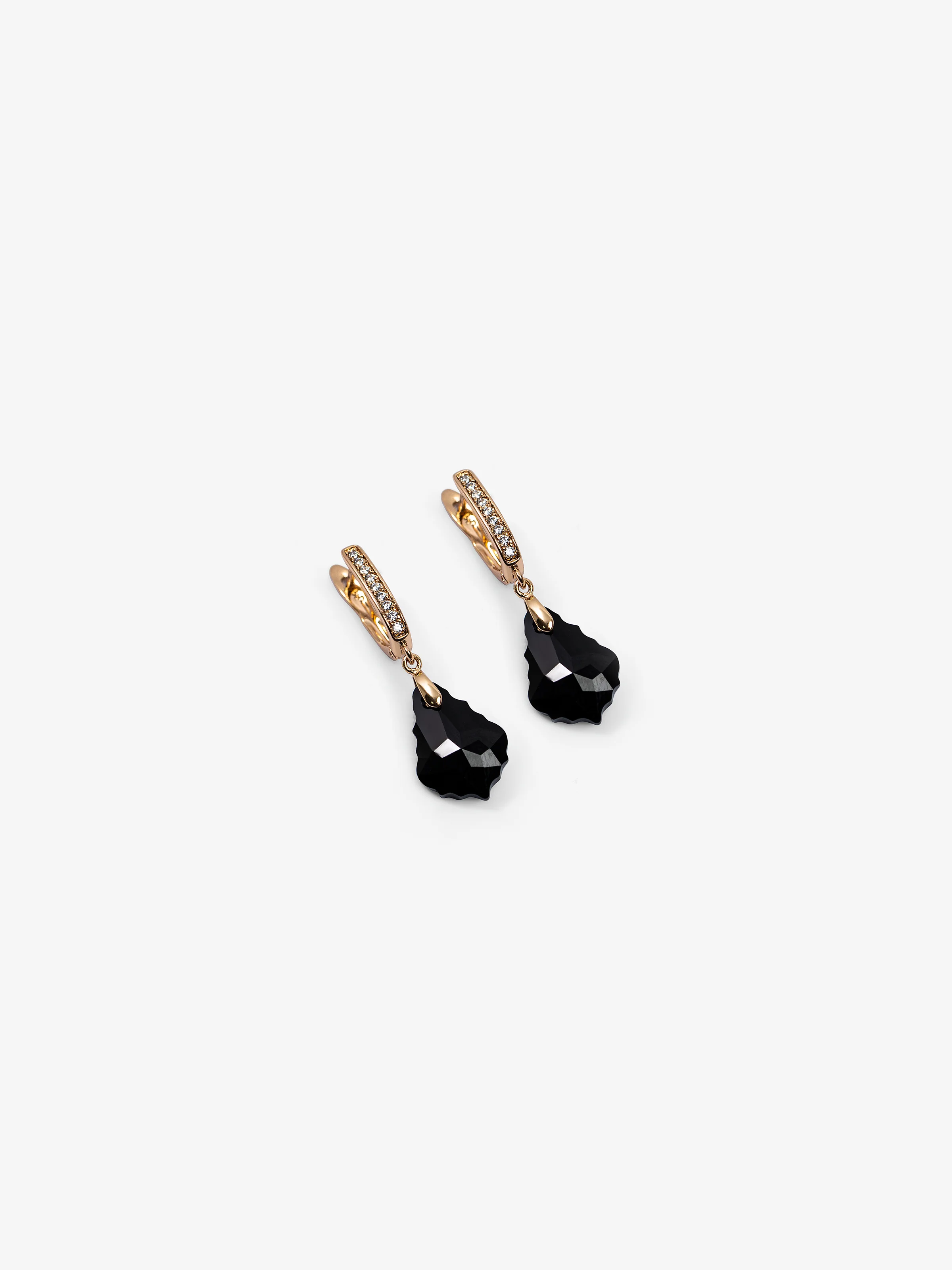 Obsidian Black & Gold Drop Earrings - EAWE5-082